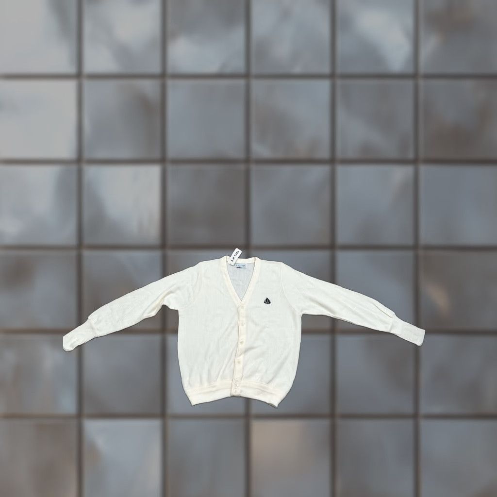 Izod VINTAGE IZOD Cardigan Sweater Mens M Ivory Knit Logo USA 80s 90s Grandpa Made In USA Size US M / EU 48-50 / 2 - 1 Thumbnail