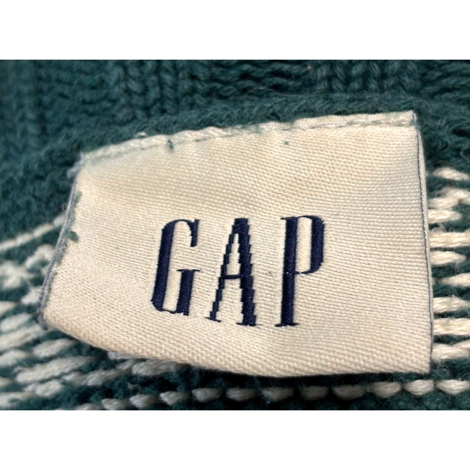 Gap VINTAGE Gap Snowflake Mock Neck Sweater L Women Green Pullover Knit Cotton Fair Isle 60s-90s style Size L / US 10 / IT 46 - 7 Thumbnail