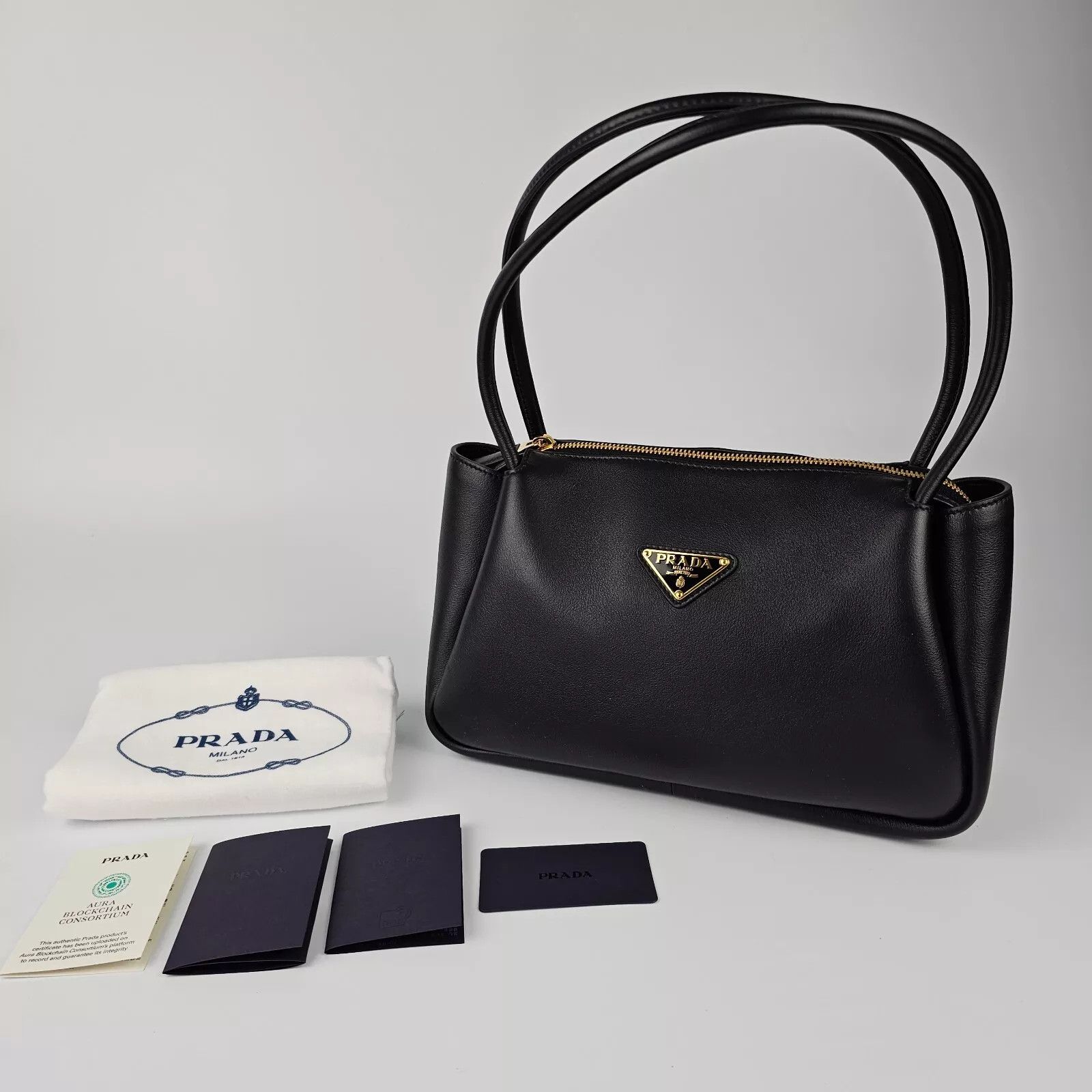 Prada PRADA $3150 Medium Black Leather Handbag New And Authentic Size ONE SIZE - 1 Thumbnail