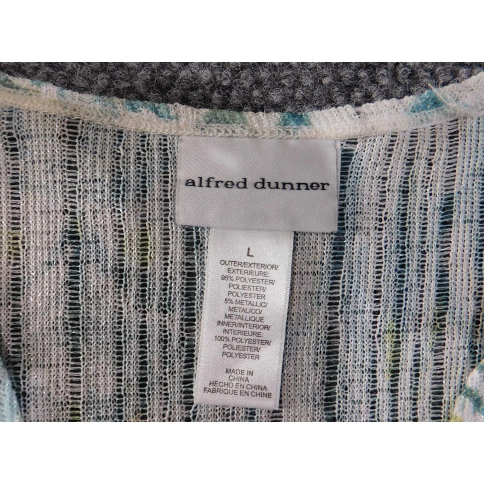 Vintage Alfred Dunner Blouse Shirt Womens Large Green Floral Open Cape Shawl V-Neck Pullover Knit Polyester Casual Sleeve Regular Floral Pattern Girls/Womens Size L / US 10 / IT 46 - 7 Thumbnail