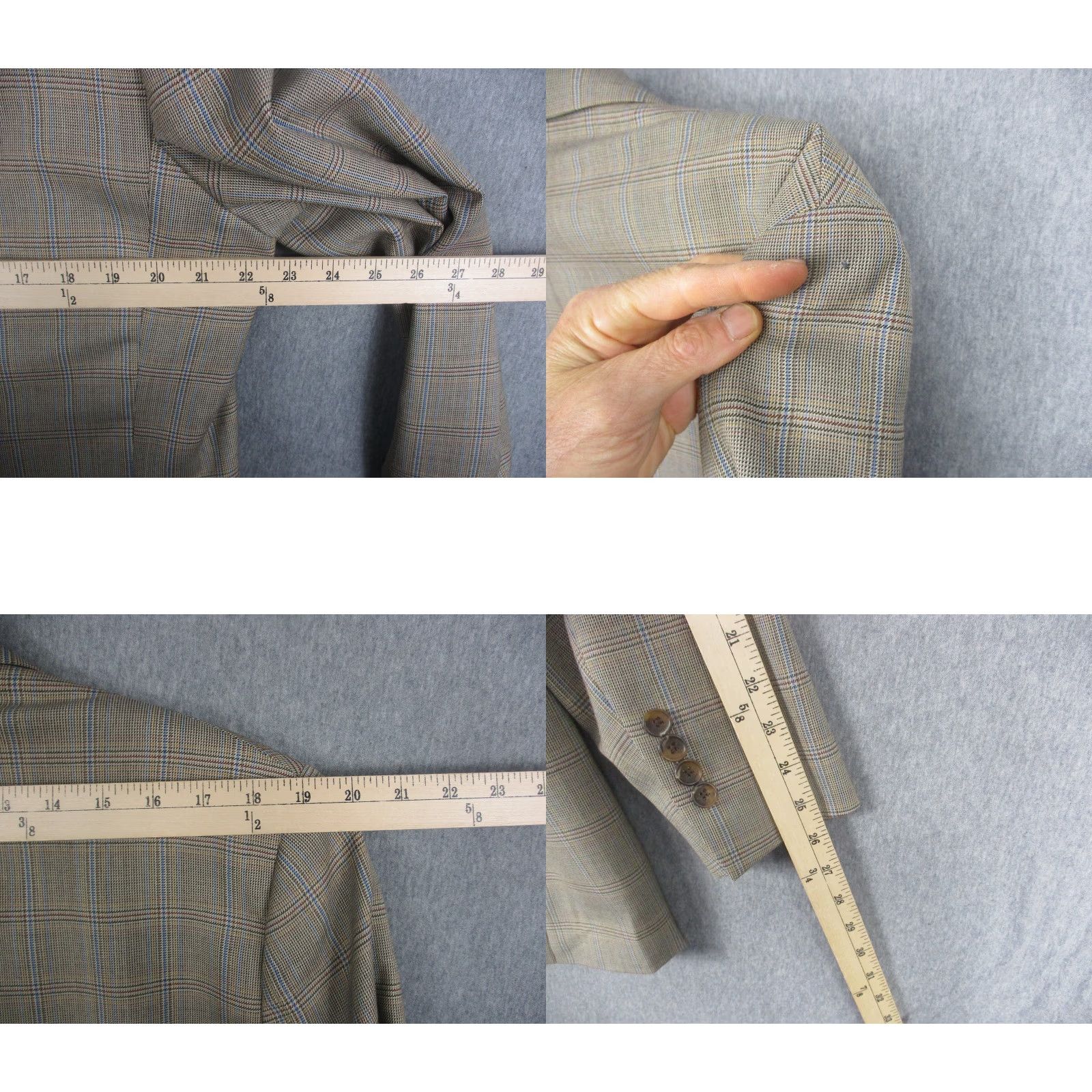 Brooks Brothers Brooks Brothers Blazer Mens 44 Beige Plaid Wool Fitzgerald Fit Sport Coat Jacket Size 44R - 9 Thumbnail