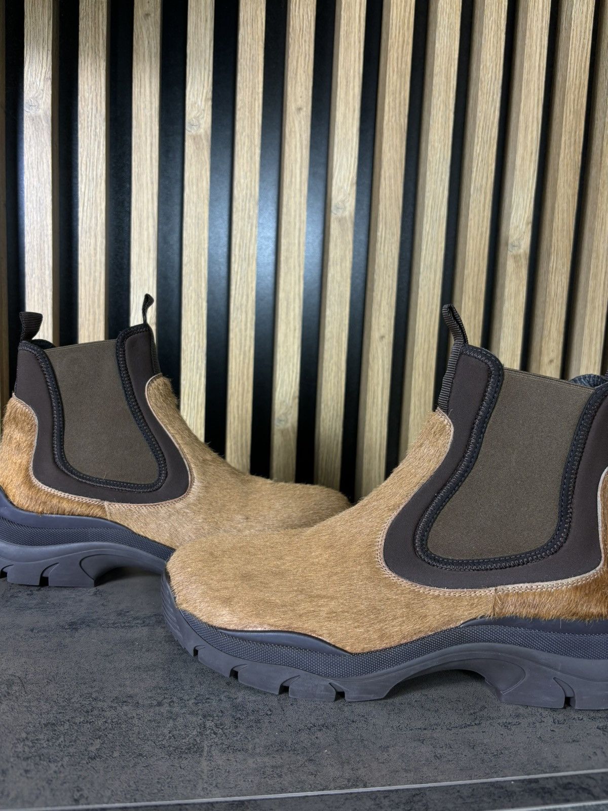 Designer × John Elliott VERY RARE John Elliott Chelsea Boots Pecan Calf Hair Limited Size US 12 / EU 45 - 3 Thumbnail
