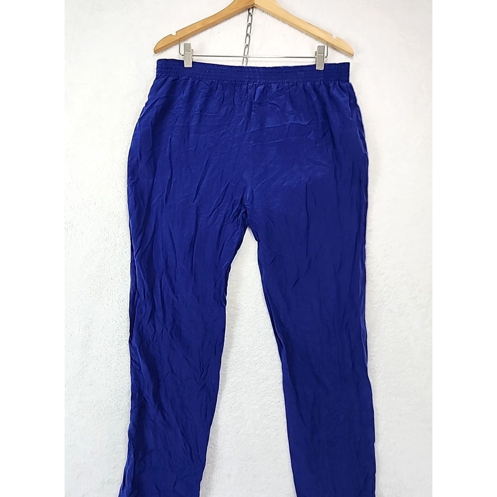 Vintage VINTAGE Argenti Blue Silk Lounge Pants Womens Size 10 Wide-Leg Elastic Drawstring Relaxed Fit Sleep Yoga Pajama Casual Lightweight Holiday Comfort Size 32" / US 10 / IT 46 - 2 Thumbnail