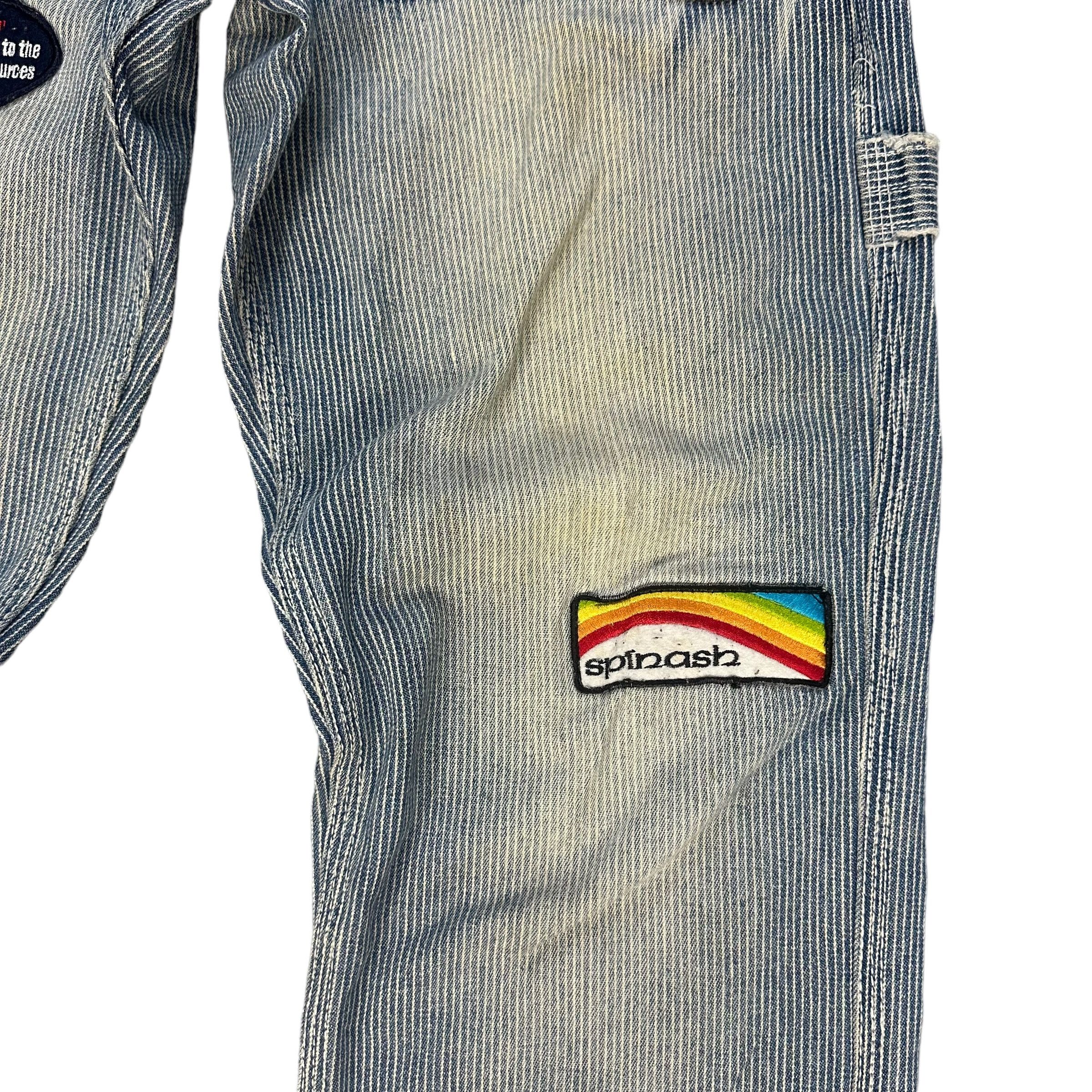 Japanese Brand GOD BLESS YOU PATCHES STRIPED CARPENTER PANT #8861-032 Size US 31 - 12 Thumbnail