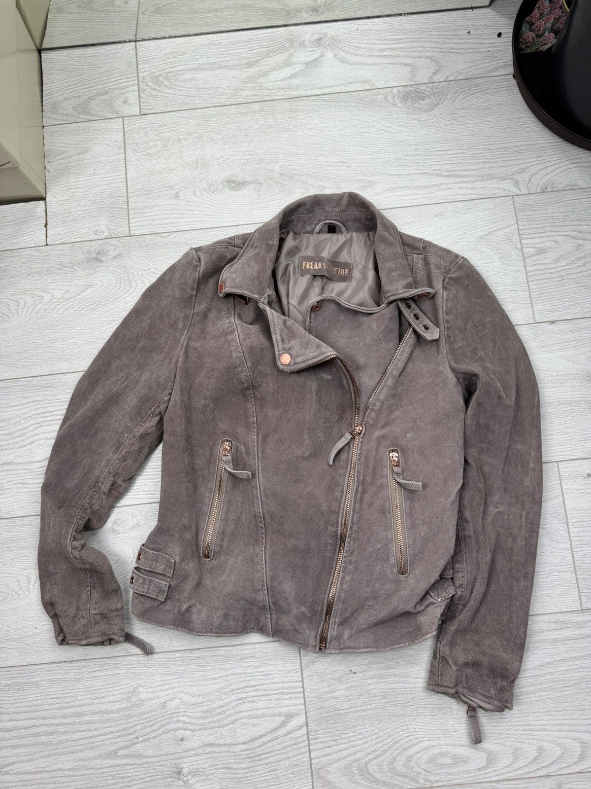 Vintage Freaky Nation Brown Woman Leather Jacket