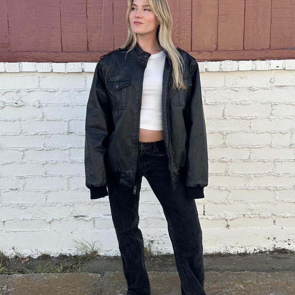 Structure Black Faux Leather and Sherpa Bomber Jacket Size US XXL / EU 58 / 5 - 5 Thumbnail