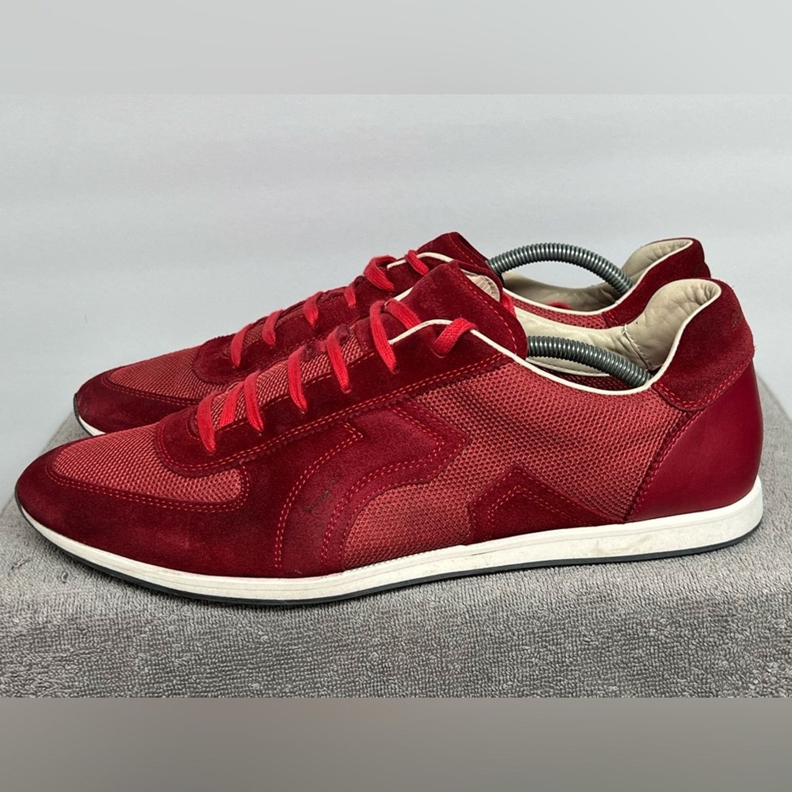 image of Salvatore Ferragamo Men's Suede Red, Size 12 Authentic Shoes