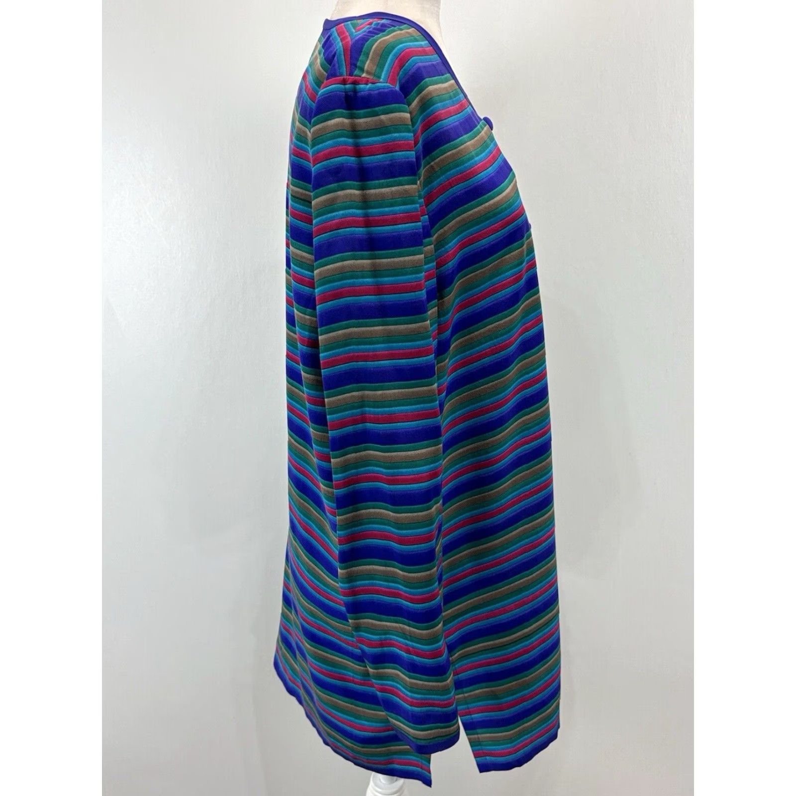 Adrianna Papell VINTAGE Adrianna Papell 2 Piece Outfit Set Women Size 8 Purple Striped Silk Tunic Knee Length Skirt Size 30" / US 8 / IT 44 - 5 Thumbnail