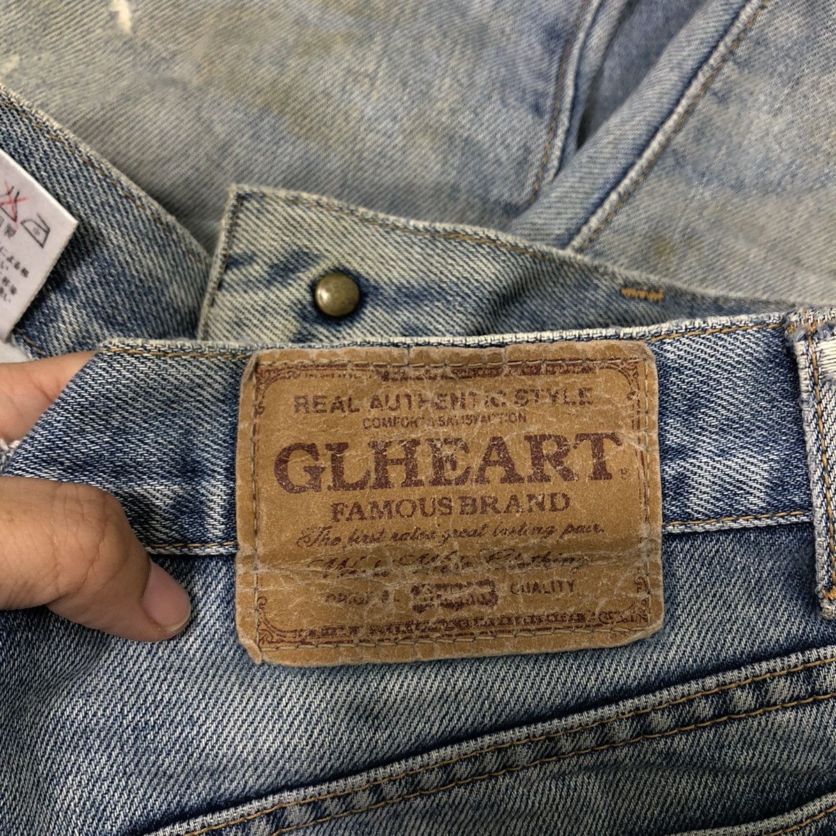 Japanese Brand 🔥90’s Vintage Distressed Denim GL Heart Japan Sugar Cane Size US 32 / EU 48 - 15 Thumbnail