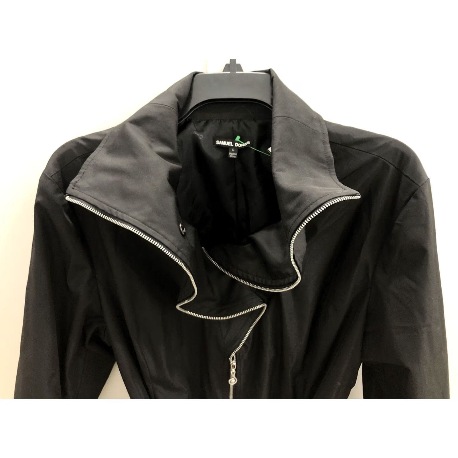 Vintage Samuel Dong Womens Large Coat Belted Fit & Flare Jacket Black & Silver Hardware Size L / US 10 / IT 46 - 6 Thumbnail