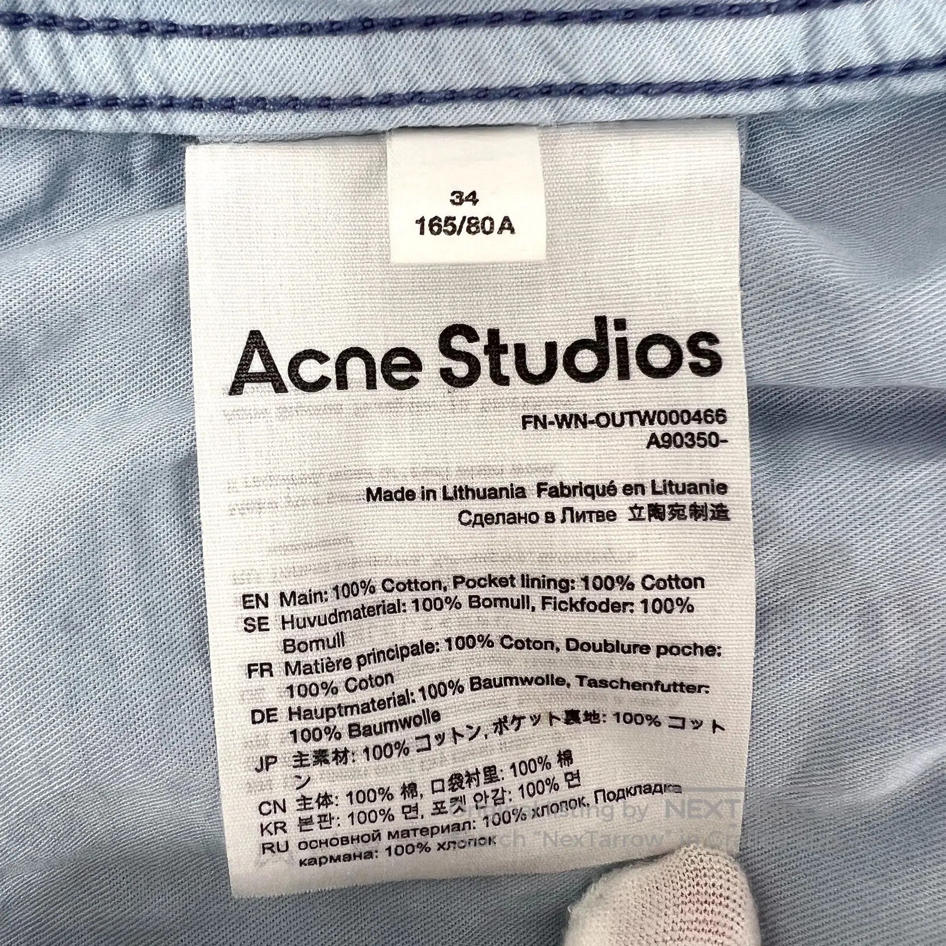 Acne Studios Acne Studios Blue and Pink Cotton Collar Single Breasted L Size XXS / US 00 / IT 34 - 5 Thumbnail