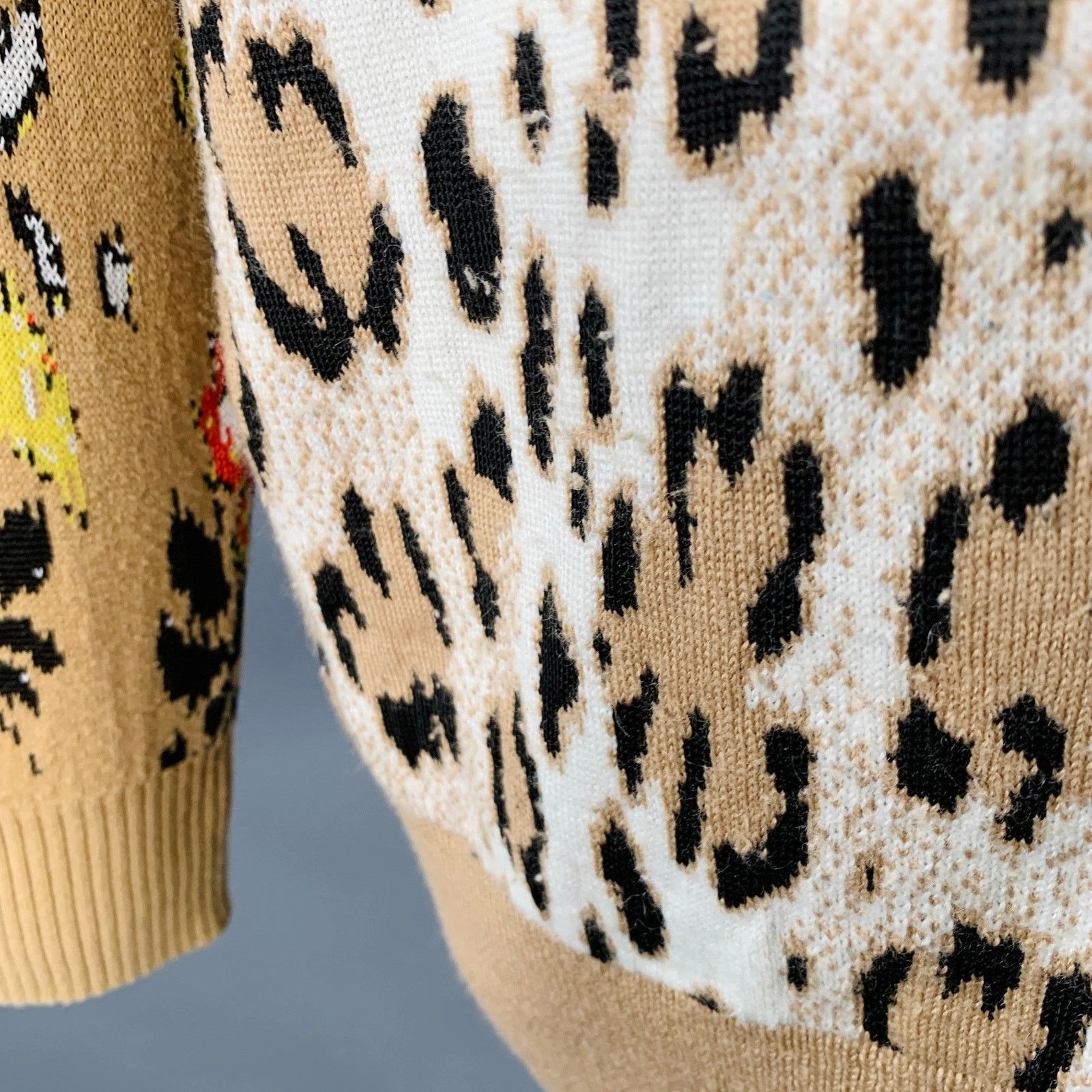 MSGM Khaki Black White Viscose Oversized Mixed Patterns Cardigan Size M / US 6-8 / IT 42-44 - 10 Thumbnail