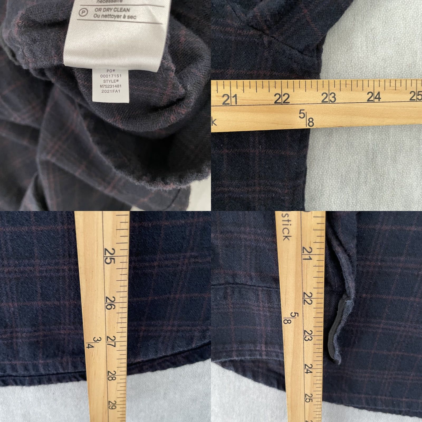 Vince Vince Men's Hoodie Adult Large Blue Plaid Sweater Henley Long Sleeve Cotton Casual Size US L / EU 52-54 / 3 - 8 Thumbnail