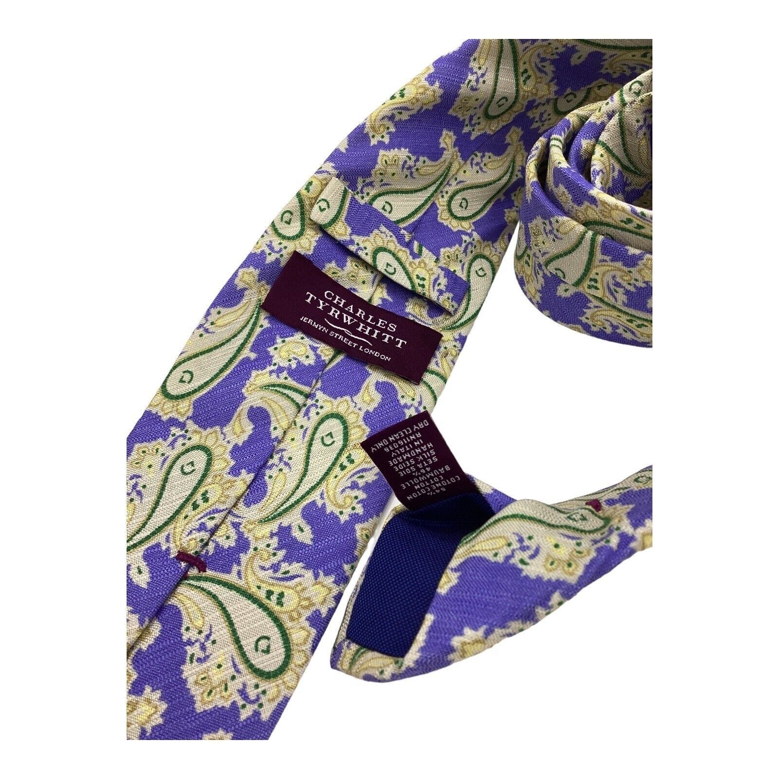 Charles Tyrwhitt CHARLES TYRWHITT Purple Paisley Luxury Silk Tie Hand Made In Size ONE SIZE - 6 Thumbnail