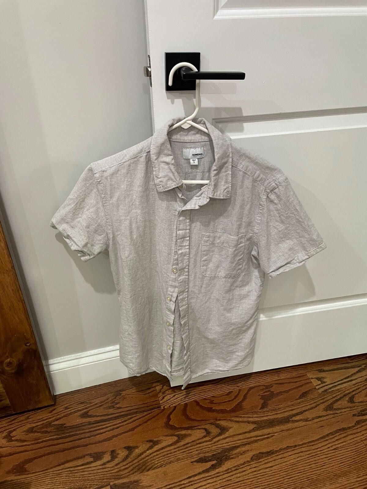 Sonoma Mens Sonoma Grey Button Down Short Sleeve Shirt (Size: S) Size 36R - 1 Thumbnail