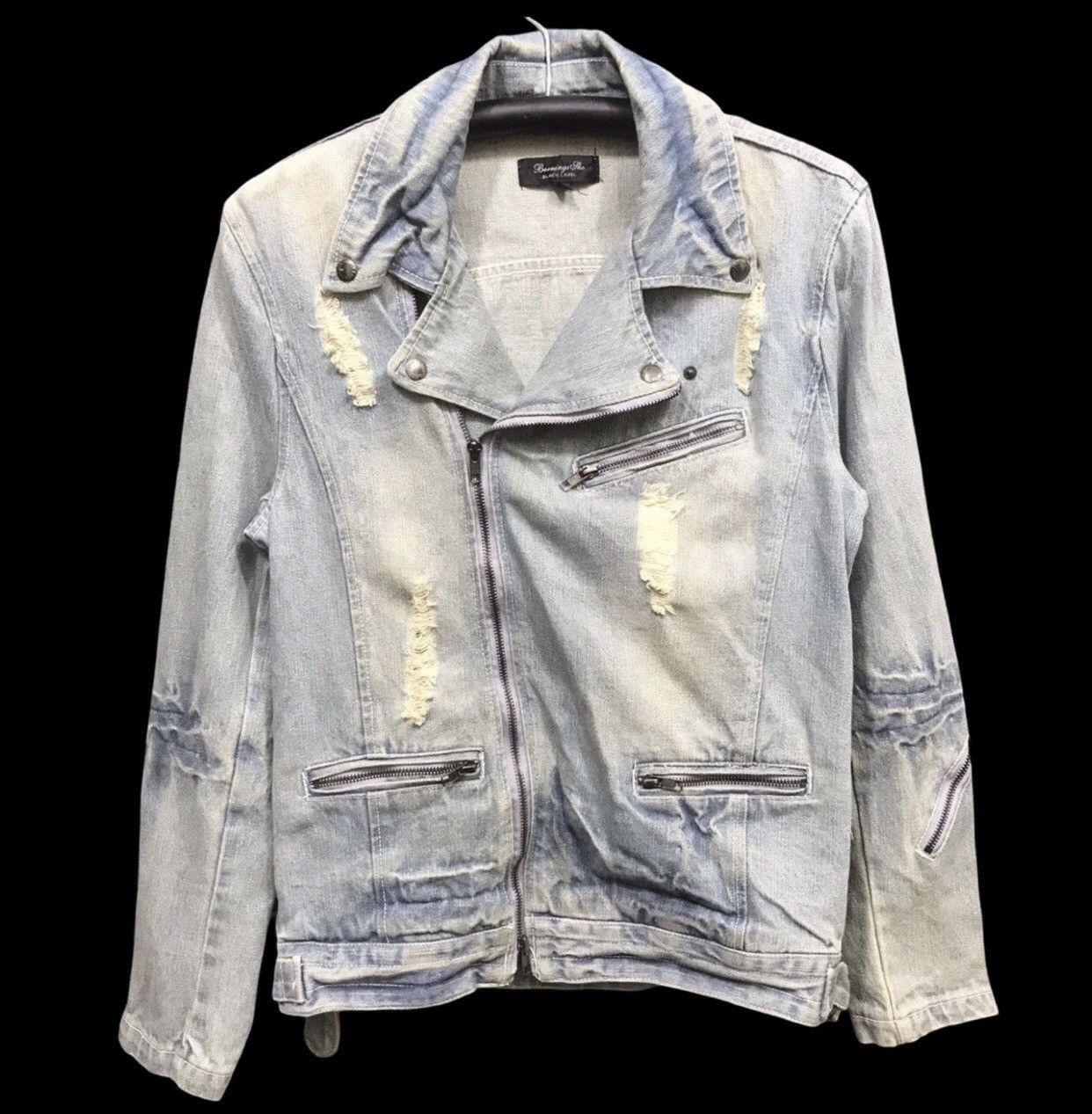 Bernings Sho Japan Punk Distressed Double Collar Jean Jacket