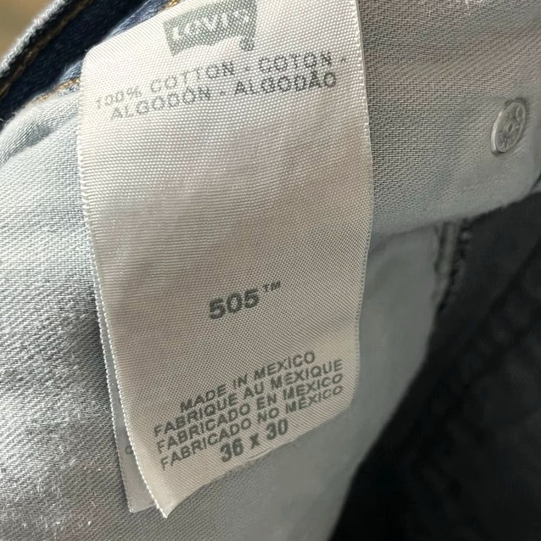 Levi's Levi's 505 Regular Fit Straight Jeans Mens 36x30 Medium Blue Denim M62 Size US 36 / EU 52 - 3 Thumbnail