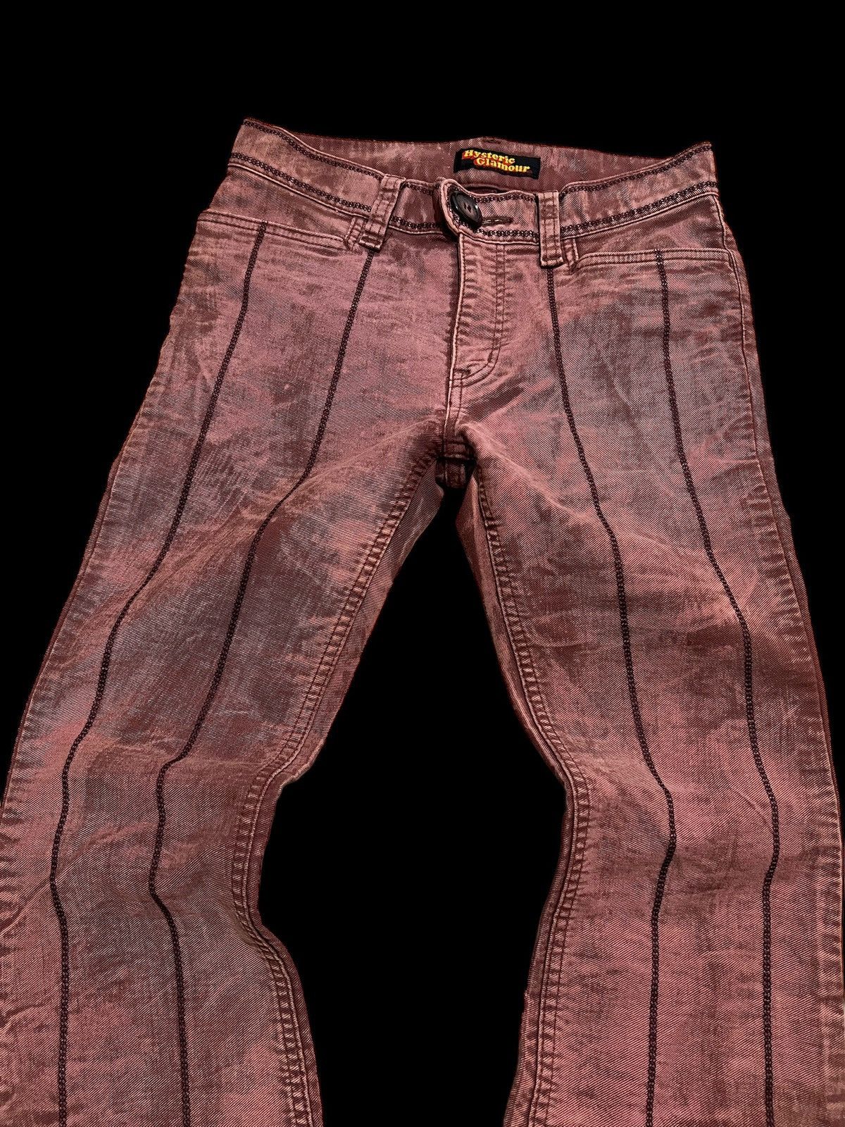 Hysteric Glamour × If Six Was Nine × Le Grande Bleu (L.G.B.) Hysteric acid wash maroon Flared Denim Pants Size US 27 - 4 Thumbnail