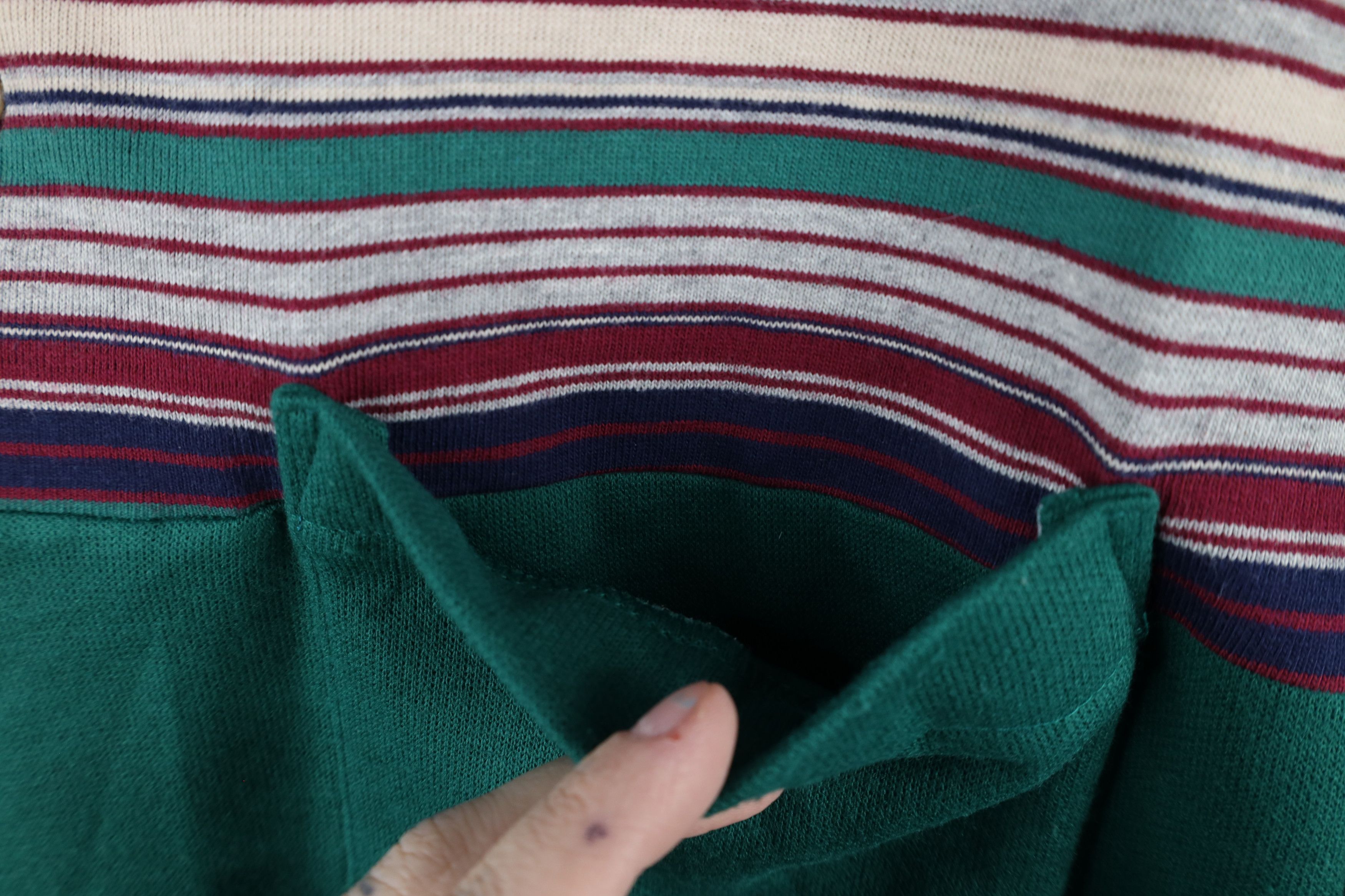 Vintage Vintage 90s Streetwear Striped Collared Pullover Sweatshirt Size US XL / EU 56 / 4 - 6 Thumbnail