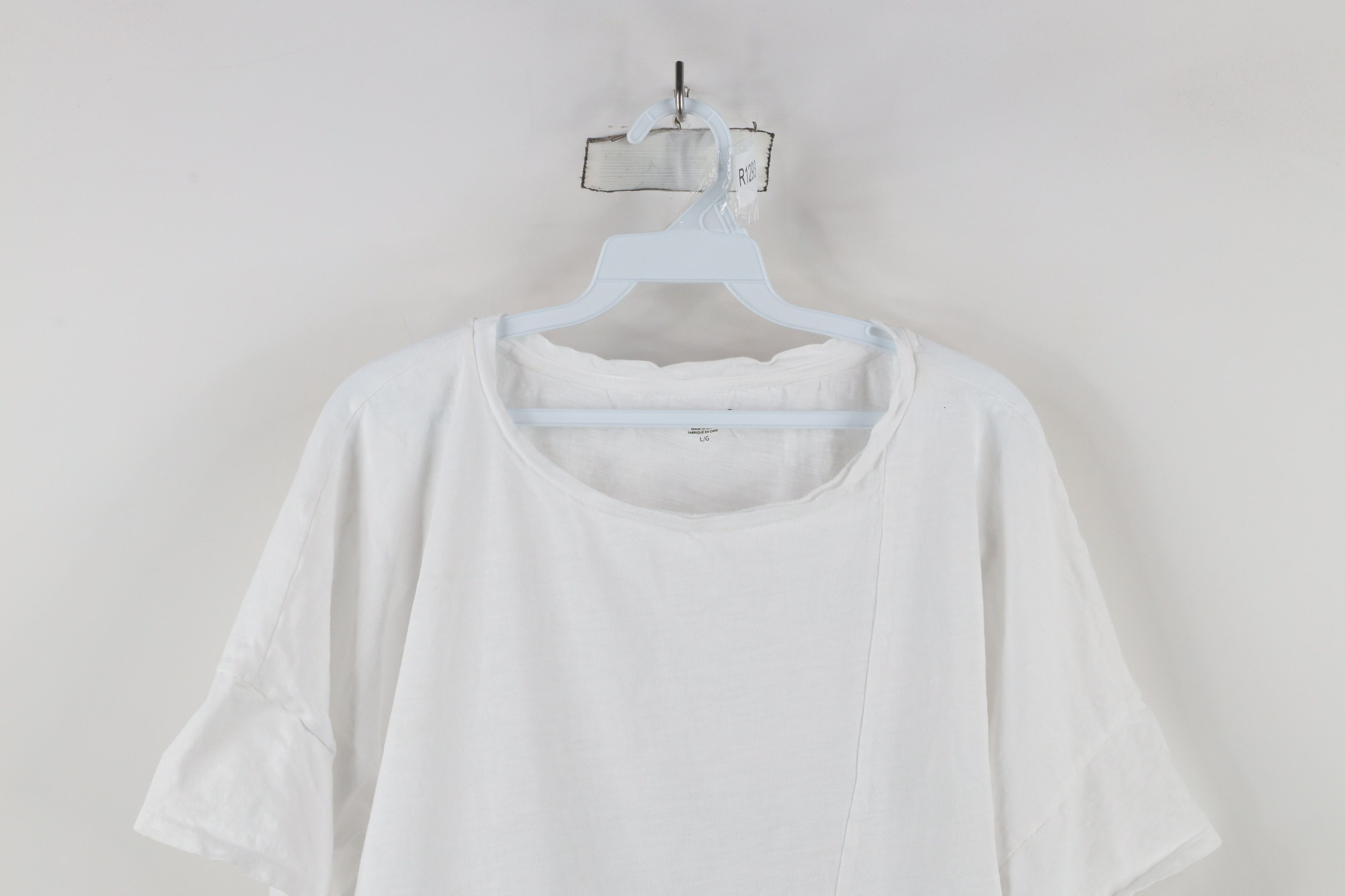 Eileen Fisher × Vintage Eileen Fisher Organic Cotton Knit Tie Bottom T-Shirt White Size L / US 10 / IT 46 - 2 Thumbnail