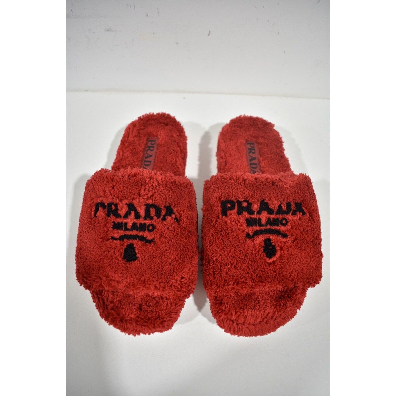 Prada Prada Terry Cloth Roso Red Black Logo Slide Sandal Rubber Size US 6 / IT 36 - 5 Thumbnail