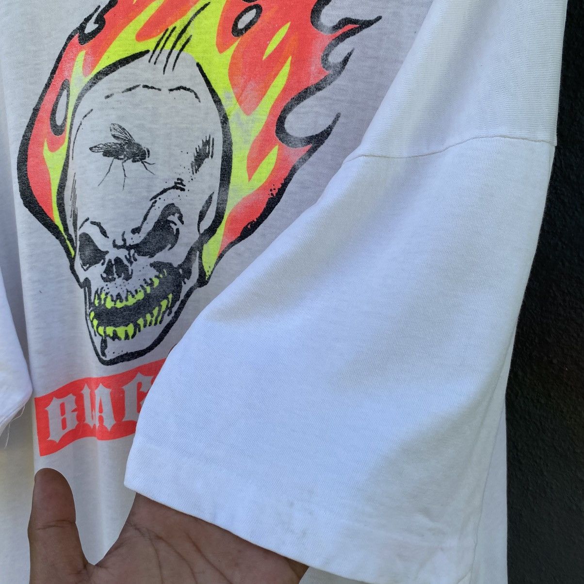 Hook-Ups Thrashed Distressed Vintage 90s Black Flys Eyewear Skate Tee Size US XXL / EU 58 / 5 - 6 Thumbnail