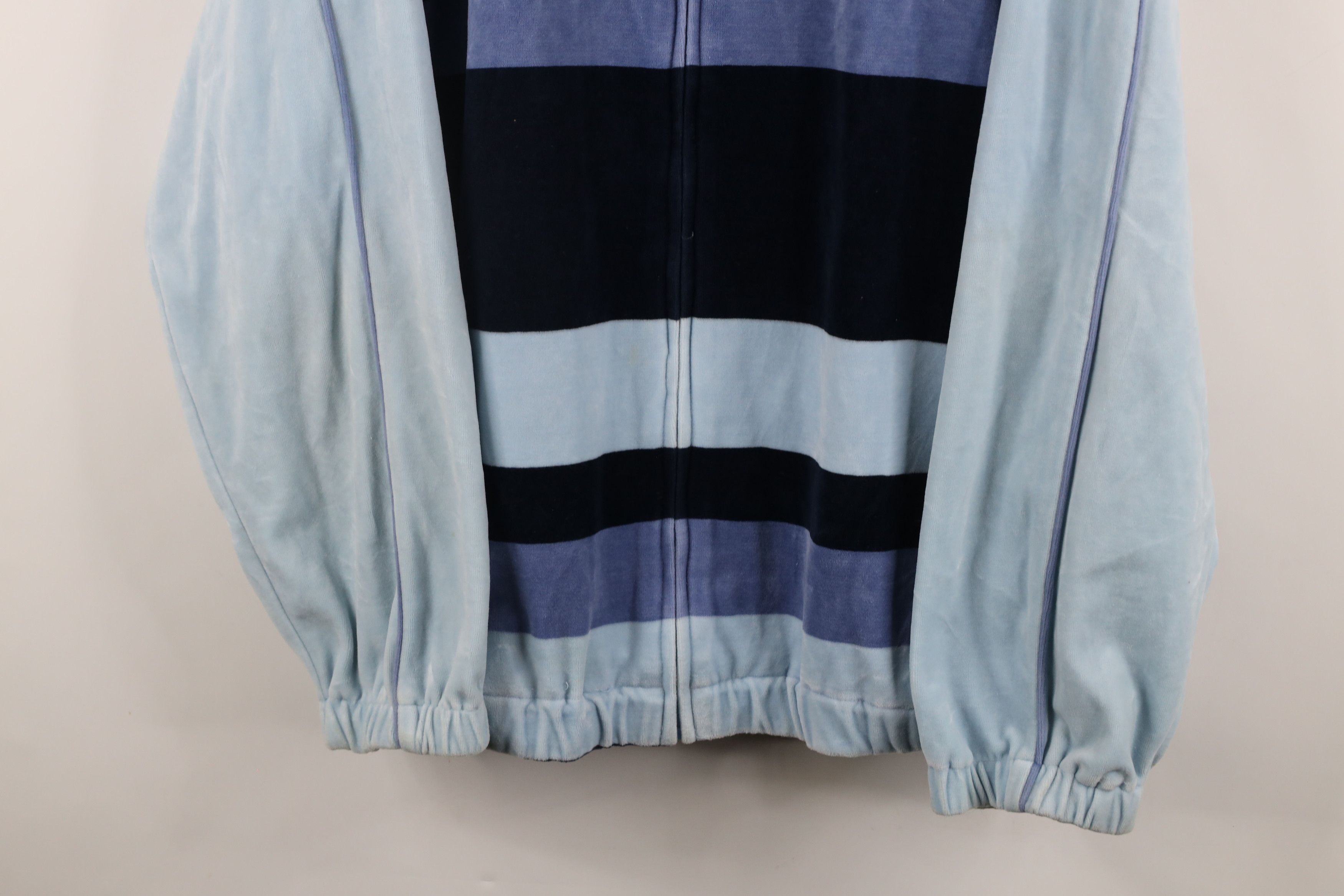 Akademiks × Vintage Vintage 90s Akademiks Striped Velour Full Zip Jacket Blue Size US XL / EU 56 / 4 - 3 Thumbnail