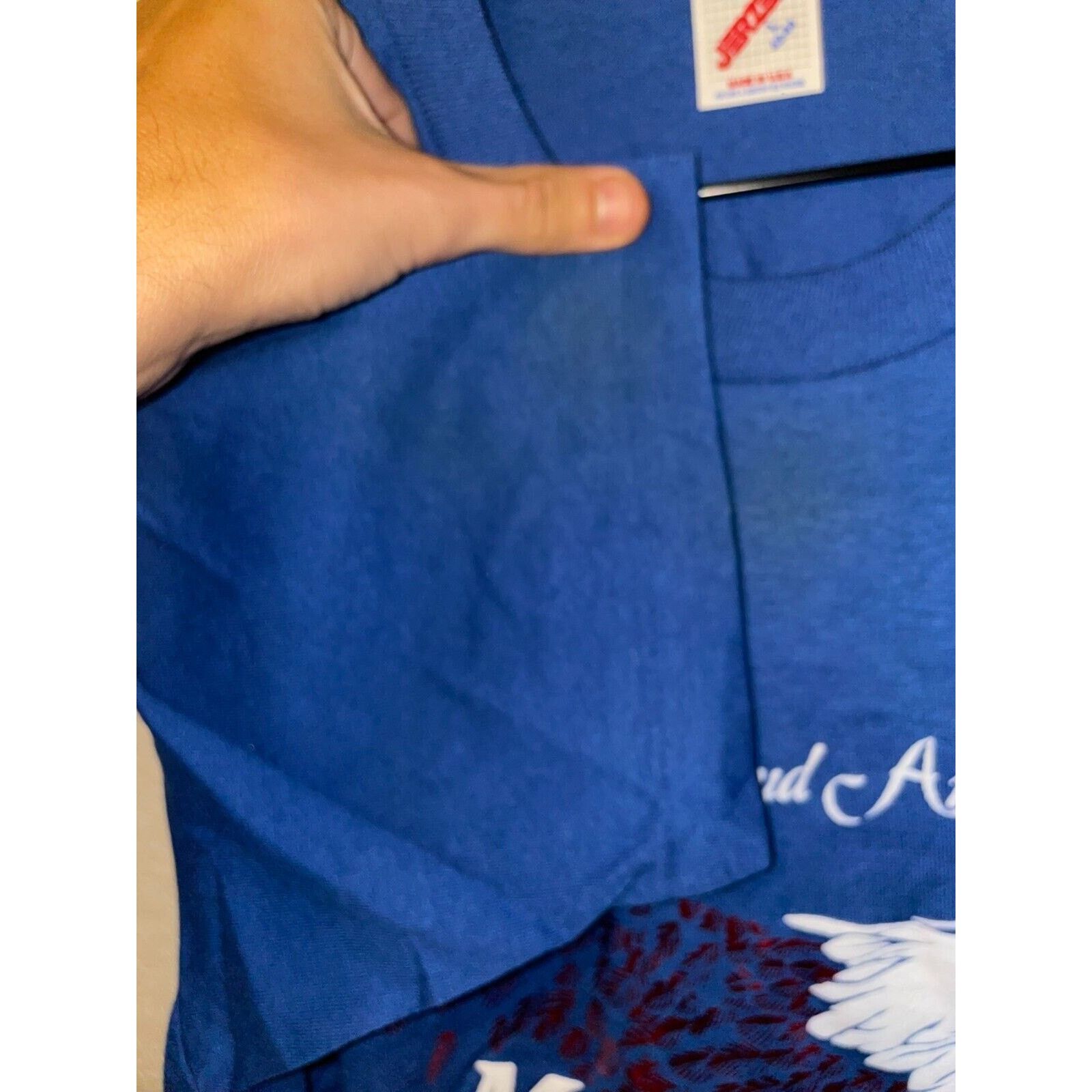 Jerzees Vintage Bald Eagle Shirt Proud American Montana Blue Tee VTG Size US L / EU 52-54 / 3 - 8 Thumbnail