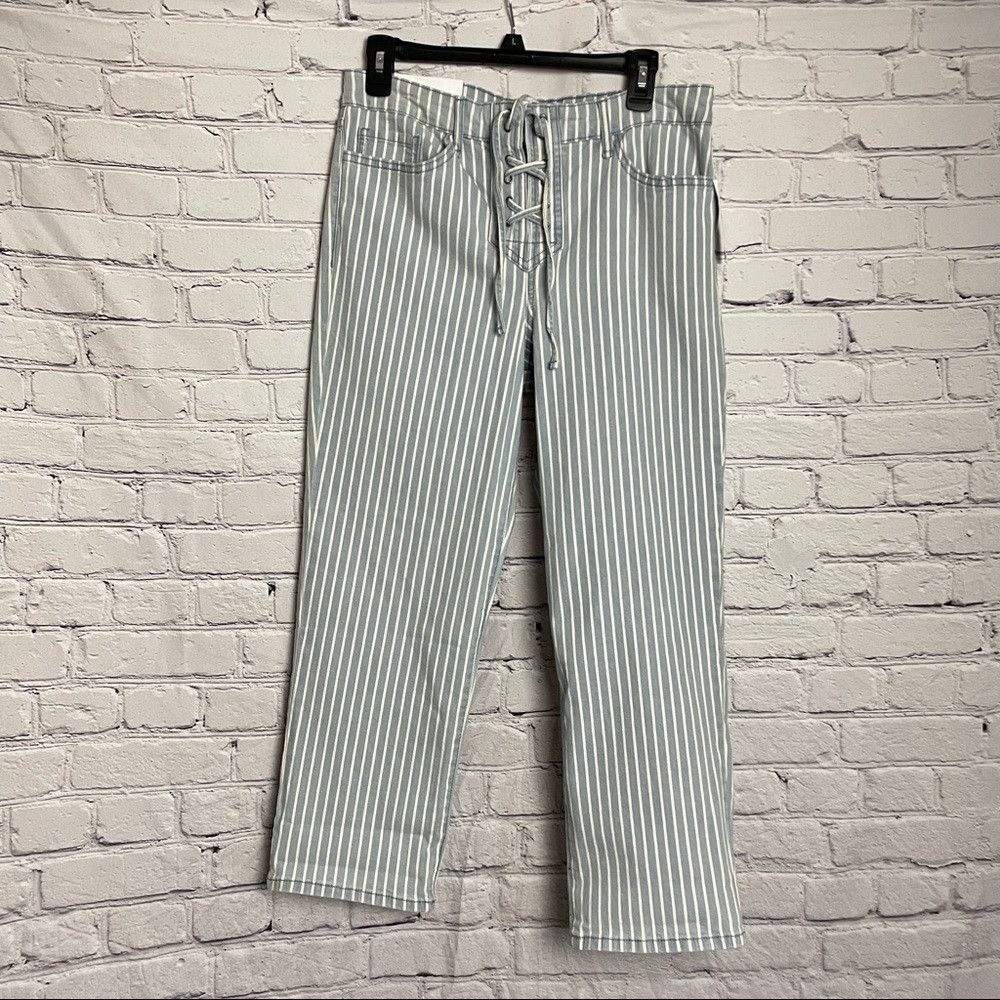 Other NWT New FRAYED Cropped Lace-Up Jeans Size 10/30 Size 30" / US 8 / IT 44 - 6 Thumbnail