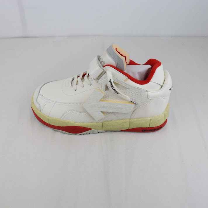 o1rshd1 Low Top Puzzle Couture Sneakers in White/Red
