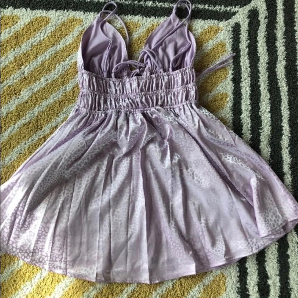 Designer Lucy in the Sky Purple Patterned Cutout Mini Dress Size S / US 4 / IT 40 - 3 Thumbnail