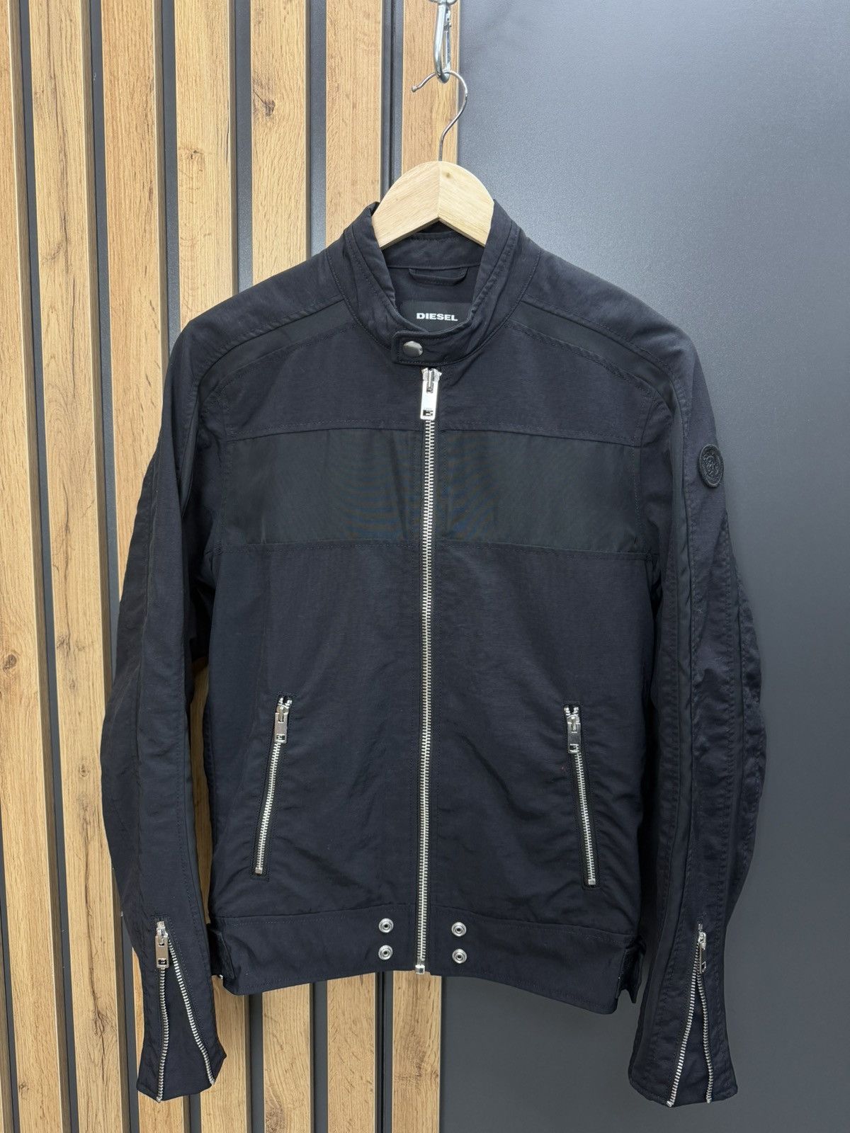 Diesel Diesel Black Biker Jacket Nylon Size M Size US M / EU 48-50 / 2 - 2 Thumbnail