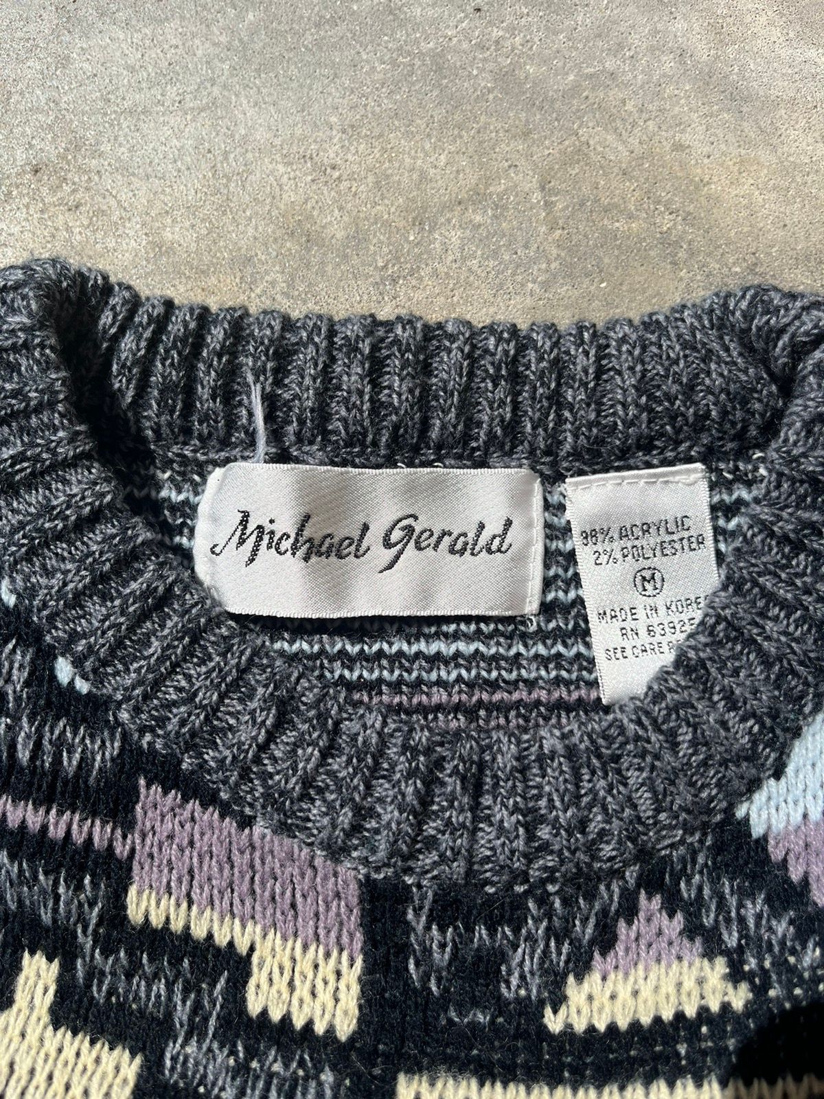 Vintage 1990s Michael Gerald Crazy Pattern Knit Sweater Size US M / EU 48-50 / 2 - 5 Preview