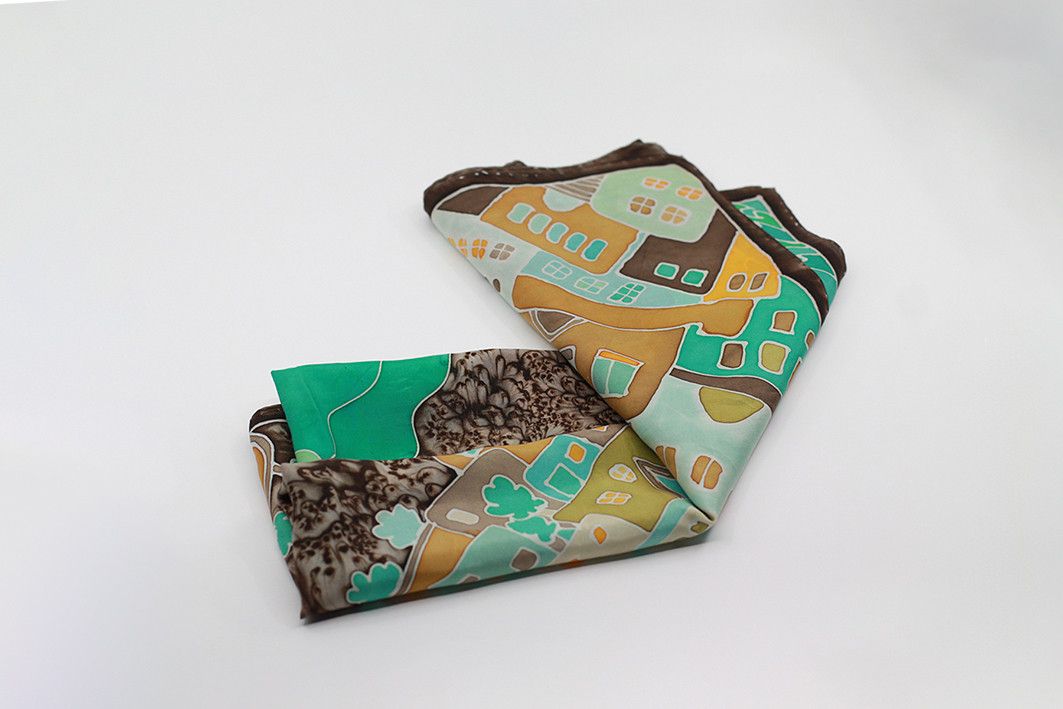 Vintage Vintage 1993 Silk Scarf – Hand-Painted Landscape Design Size ONE SIZE - 10 Thumbnail