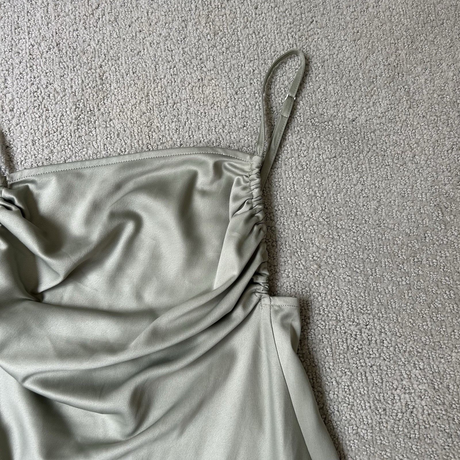 WeWoreWhat Danielle Bernstein Revolve Womens Green Satin Ruched Slip Mi Size XS / US 0-2 / IT 36-38 - 5 Thumbnail