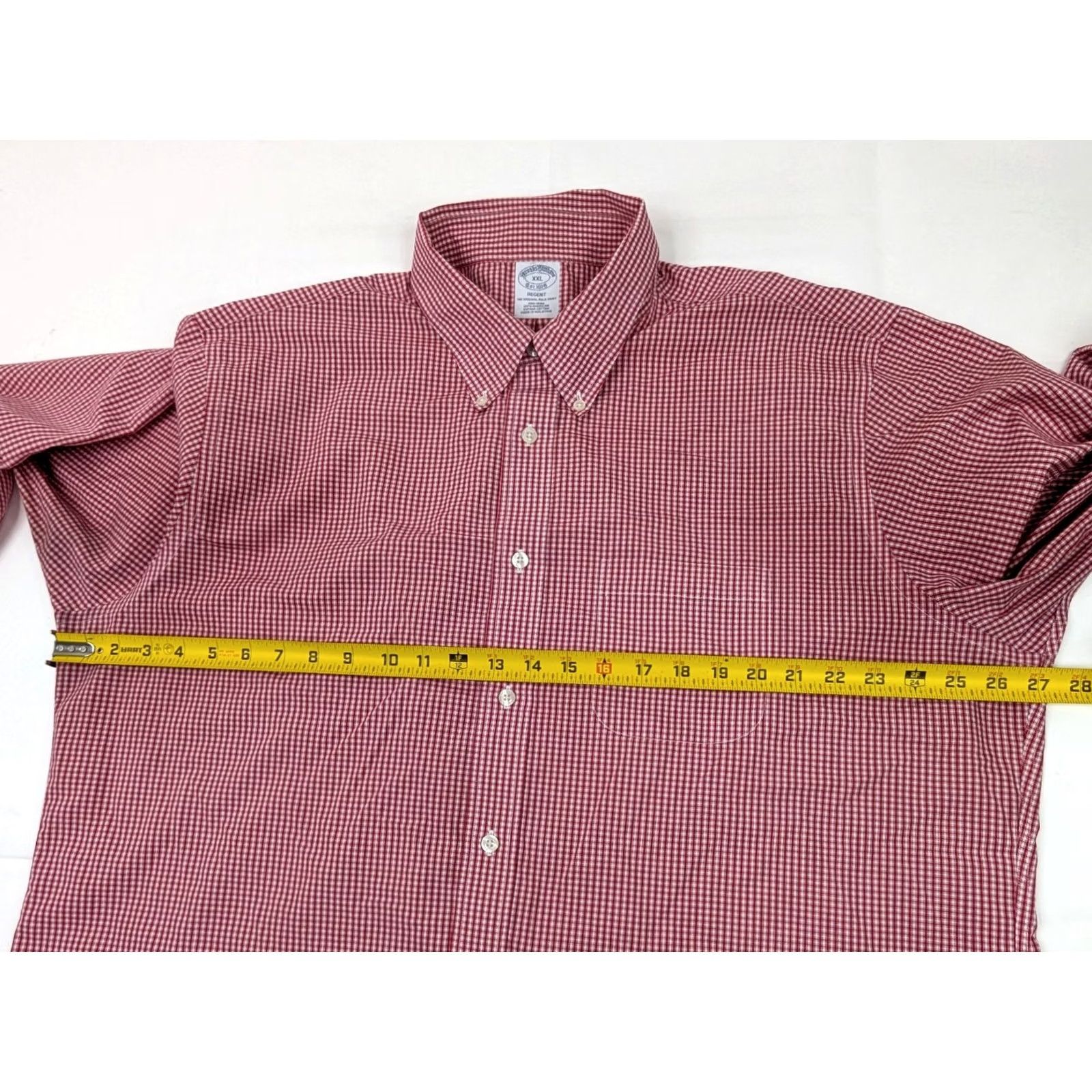 Brooks Brothers Brooks Brothers Regent Fit Button-Down Shirt Men 2XL Red & White Gingham Check Polo Shirt Size US XXL / EU 58 / 5 - 6 Thumbnail