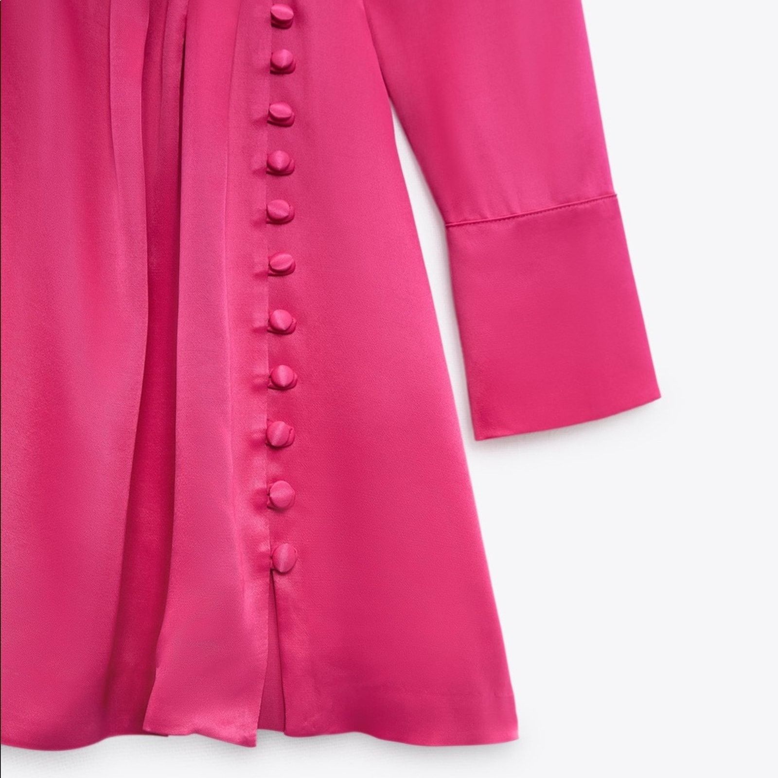 Zara ZARA BLOGGER FAVORITE BUTTONED WRAP DRESS FUCHSIA Size XS / US 0-2 / IT 36-38 - 14 Thumbnail