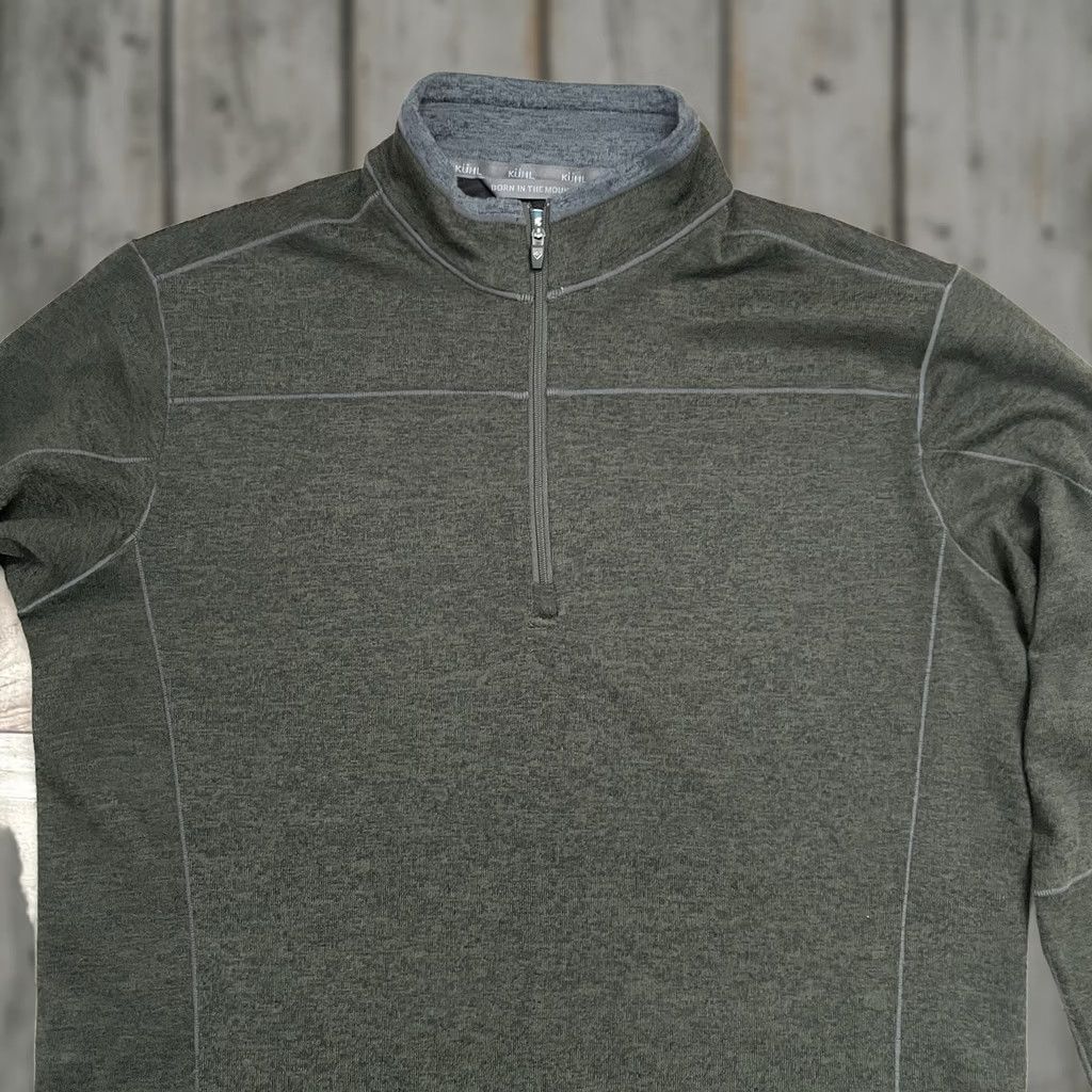 Vintage Kuhl Solid Green Fleece Ryzer Pullover 1/4 Quarter Zip Sweater Men Large Size US L / EU 52-54 / 3 - 1 Thumbnail