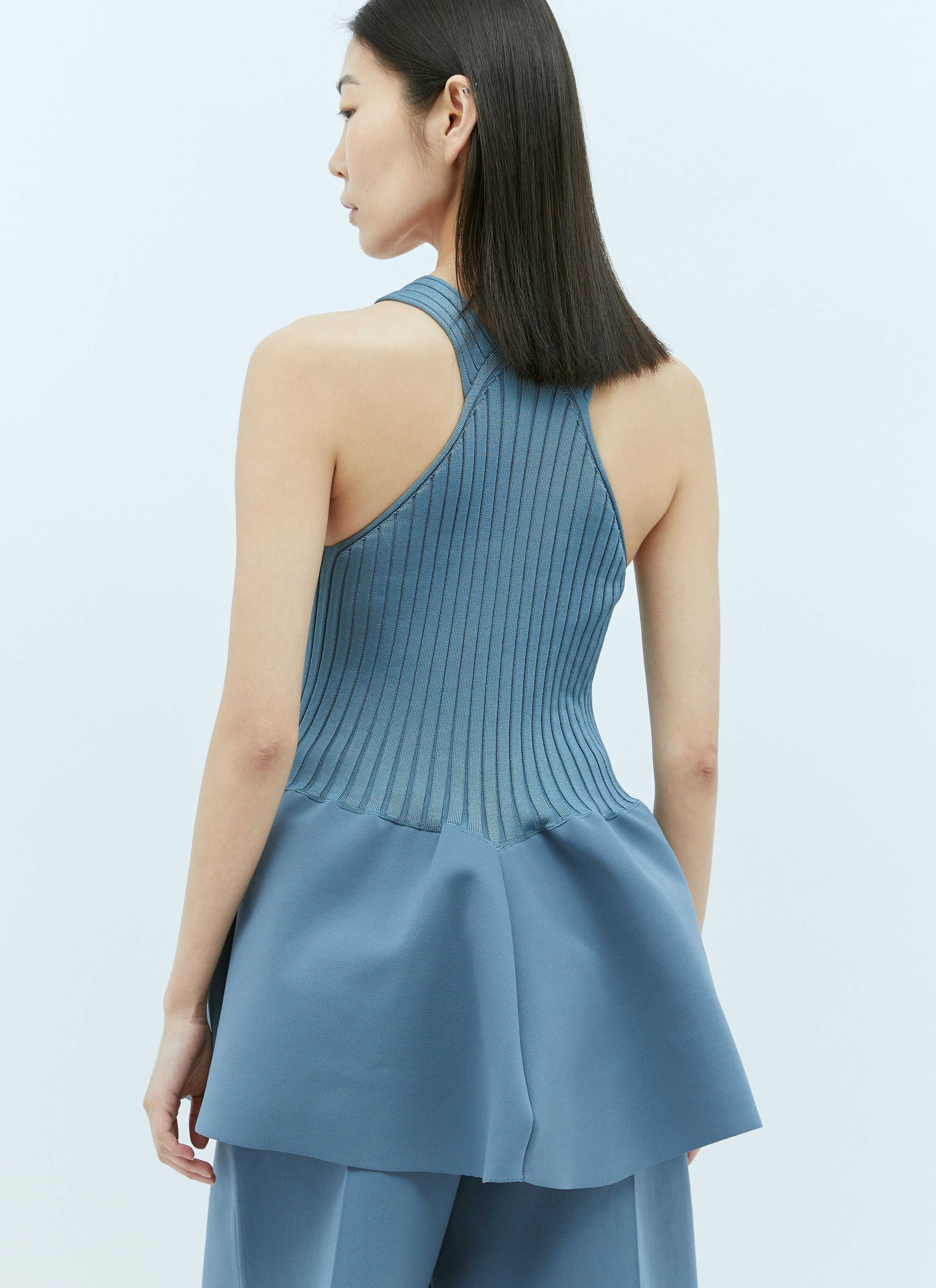 Jil Sander o1w1db10825 Knit Sleeves Tulip Tank Top in Blue Size S / US 4 / IT 40 - 5 Thumbnail