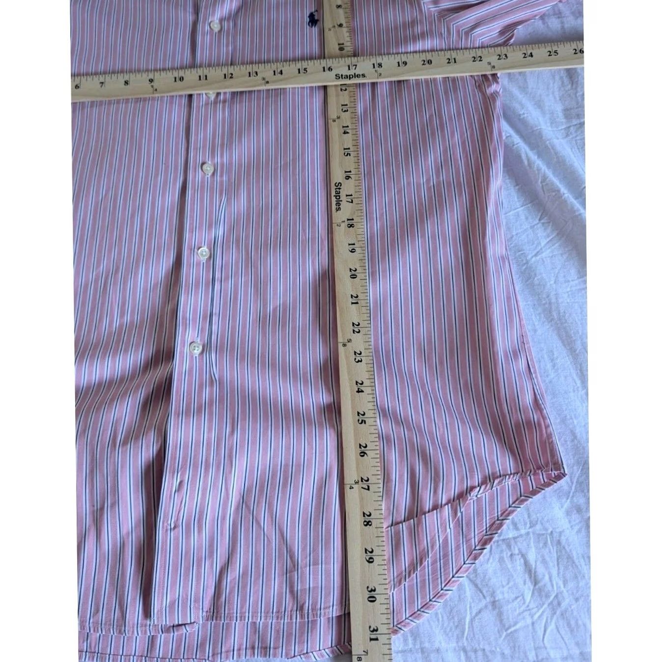 Ralph Lauren Ralph Lauren Button-Down Shirt Mens 16 32/33 Pink White Navy Striped Classic Fit Button-Up Collar Long Sleeve Embroidered Pony Size US XS / EU 42 / 0 - 8 Thumbnail