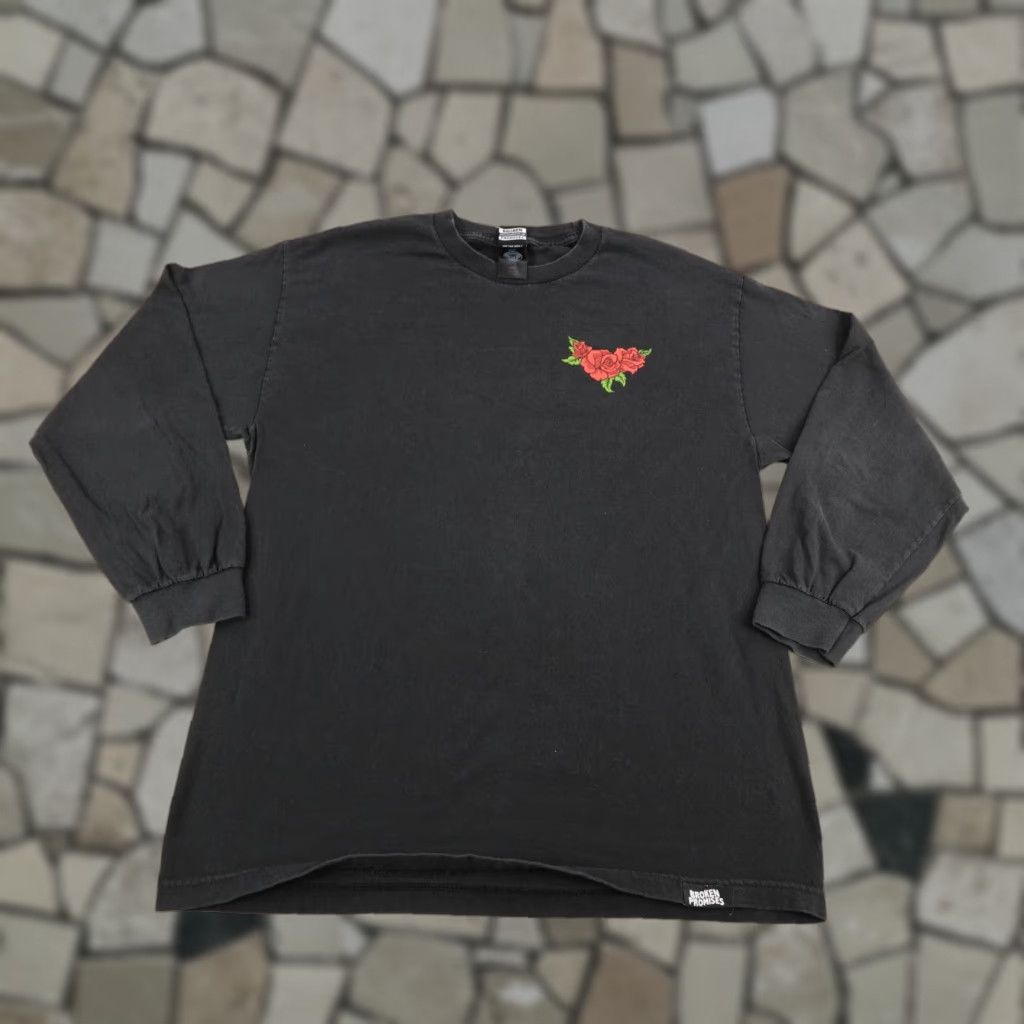 Broken Promises Co. VINTAGE Broken Promises Men's T-Shirt Large Black Graphic Print Flower Outdoor Skate Crew Neck Cotton Size US L / EU 52-54 / 3 - 1 Thumbnail
