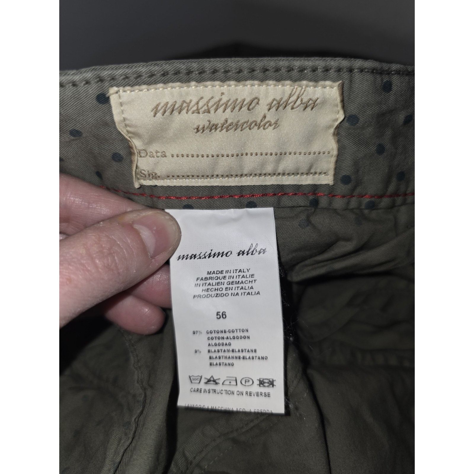 Massimo Alba Massimo Alba Watercolor Men 40x34 Olive Cotton Stretch Italy Size US 40 / EU 56 - 5 Thumbnail