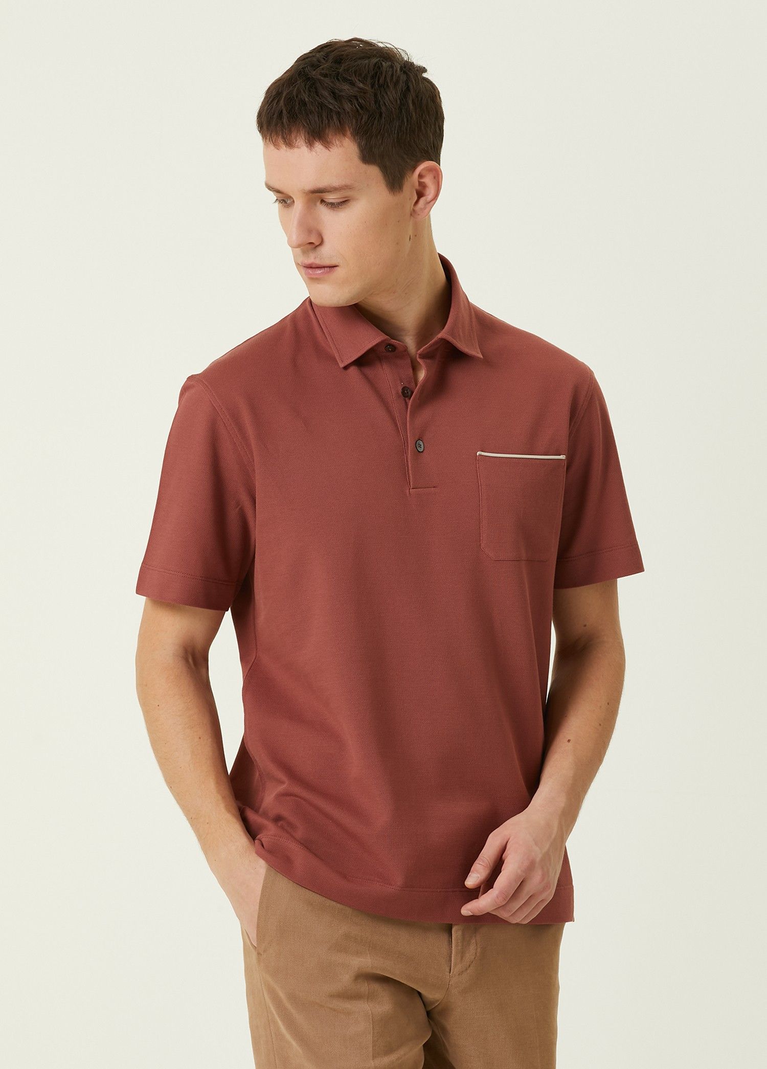 Ermenegildo Zegna ZEGNA solid brick red cotton polo shirt 50 Medium authentic Size US M / EU 48-50 / 2 - 1 Thumbnail