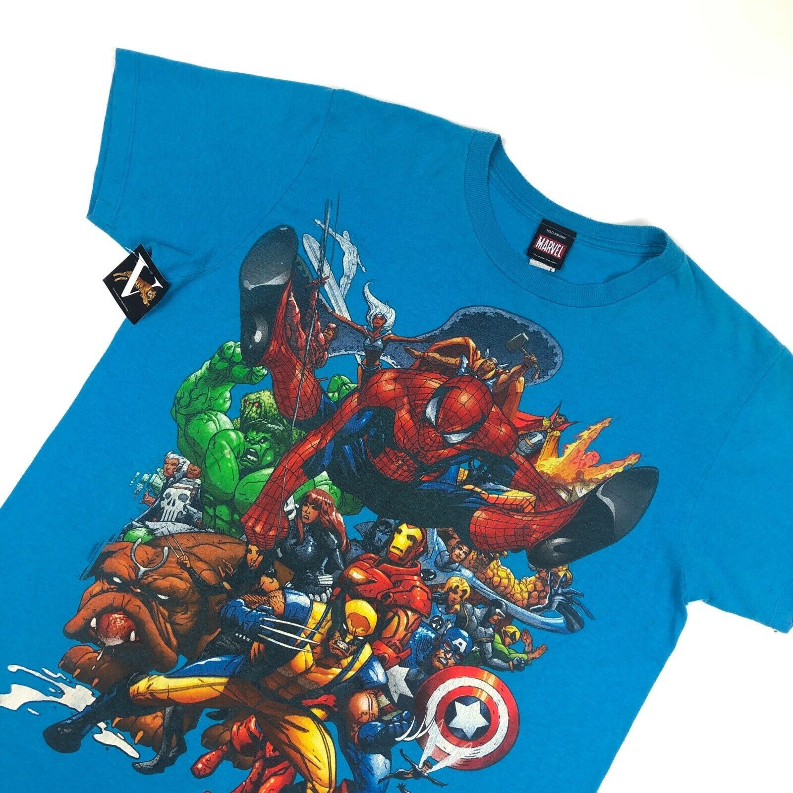 Marvel Comics × Vintage Marvel Mad Engine Superheroes Blue Tee T Shirt Small S B3 Size US S / EU 44-46 / 1 - 2 Thumbnail