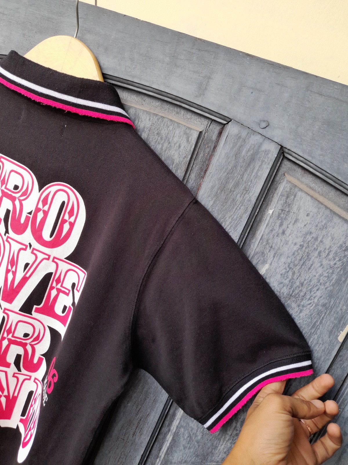 Japanese Brand Groover Grand Polo Shirt Black Pink Logo Y2K Streetwear Size US L / EU 52-54 / 3 - 13 Thumbnail