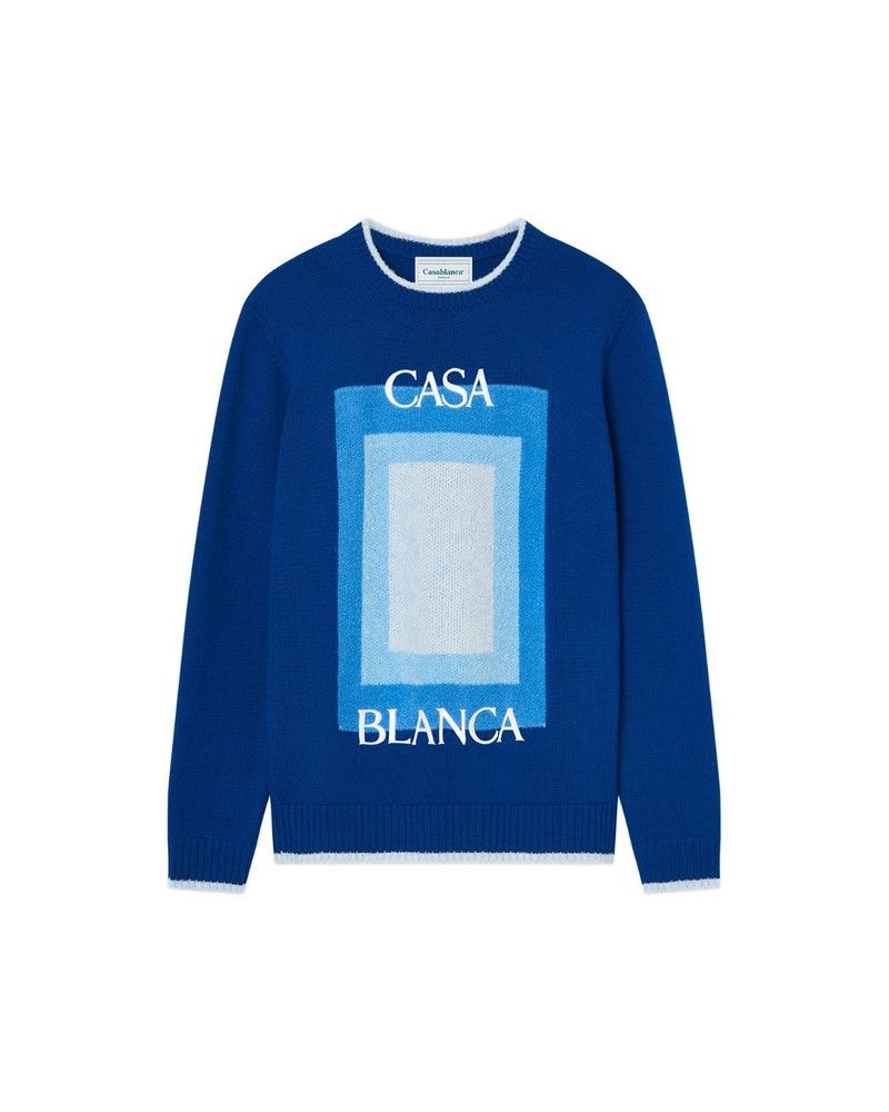 Casablanca o1mle0326 Logo Degrade Intarsia Jumpers Sweater in Navy Blue Size US L / EU 52-54 / 3 - 1 Thumbnail