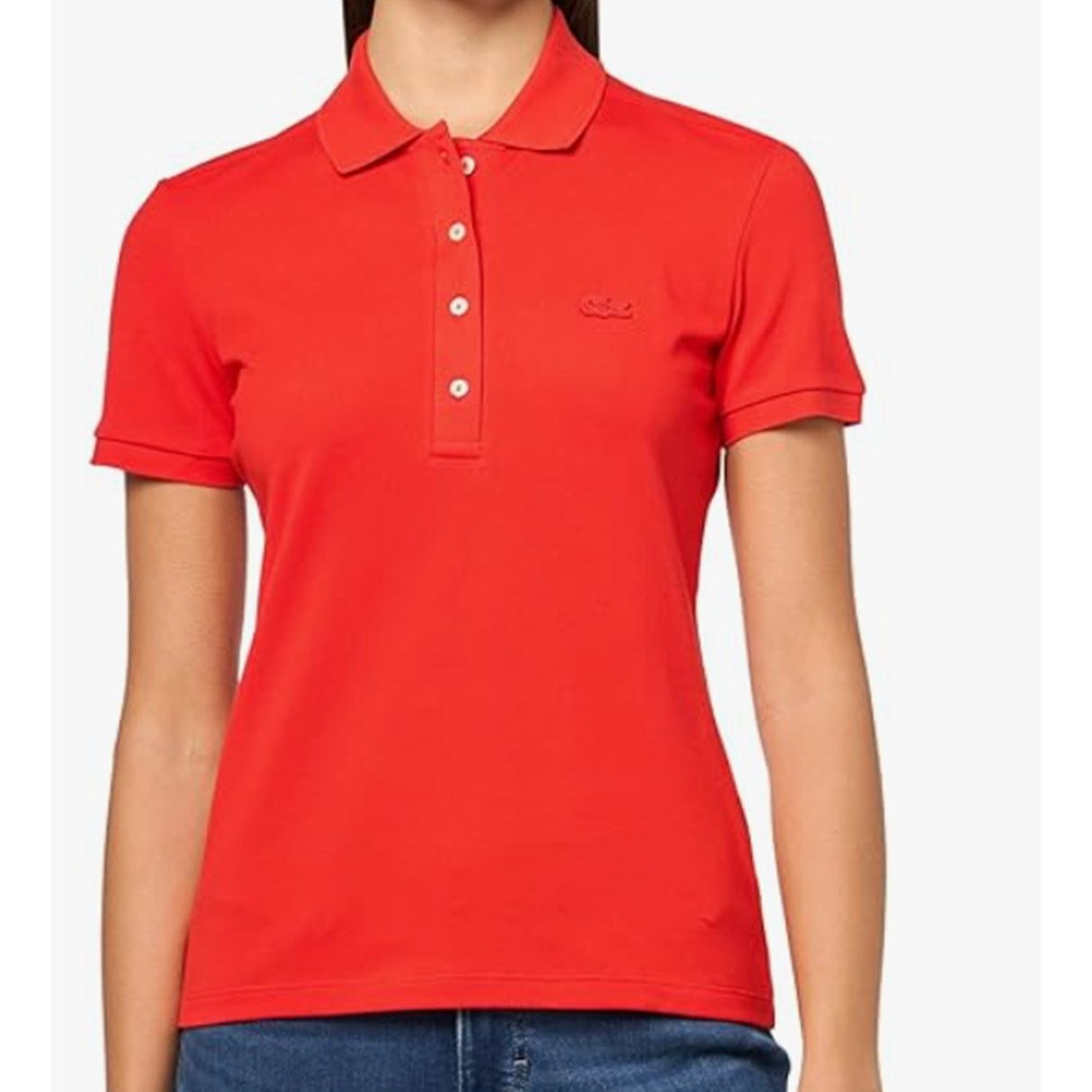 Lacoste Lacoste Women's Slim Fit Stretch Mini Pique Polo Red 8 Size M / US 6-8 / IT 42-44 - 1 Thumbnail