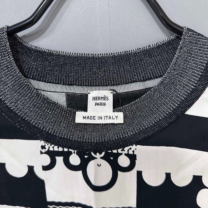 Hermes Black and White Silk Knit Sweater-2506 Size XS / US 0-2 / IT 36-38 - 4 Thumbnail
