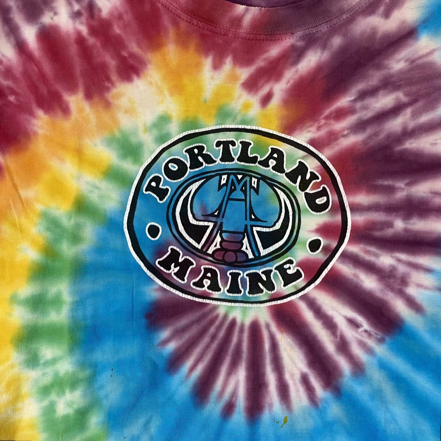 Vintage Portland Maine Shirt Mens Large Tie Dye Tee Short Sleeve Y2K Logo T-Shirt Art forms Size US L / EU 52-54 / 3 - 2 Thumbnail