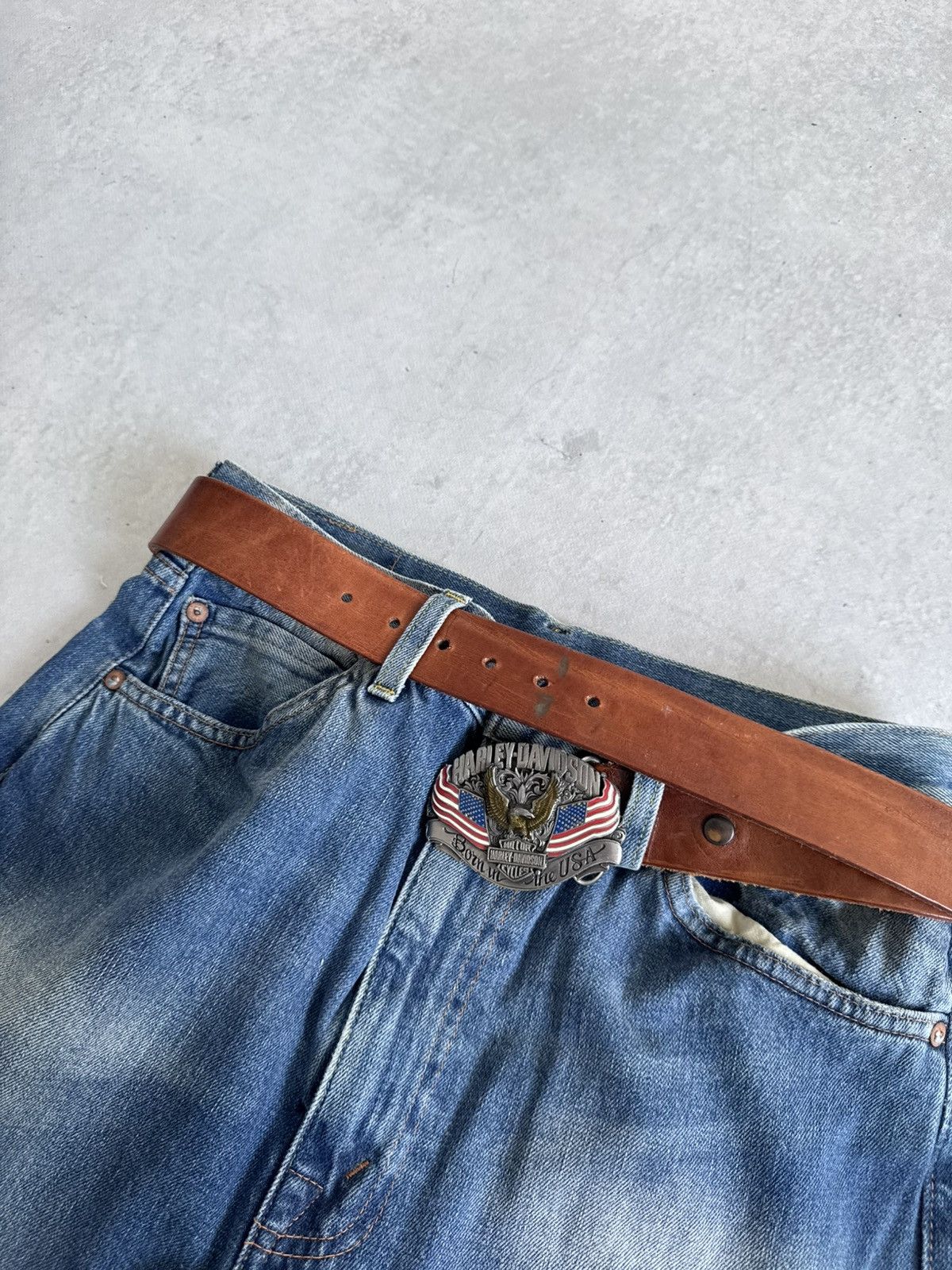 Harley Davidson Vintage Harley Davidson Leather Archive Metal Belt Moto USA Size ONE SIZE - 4 Thumbnail